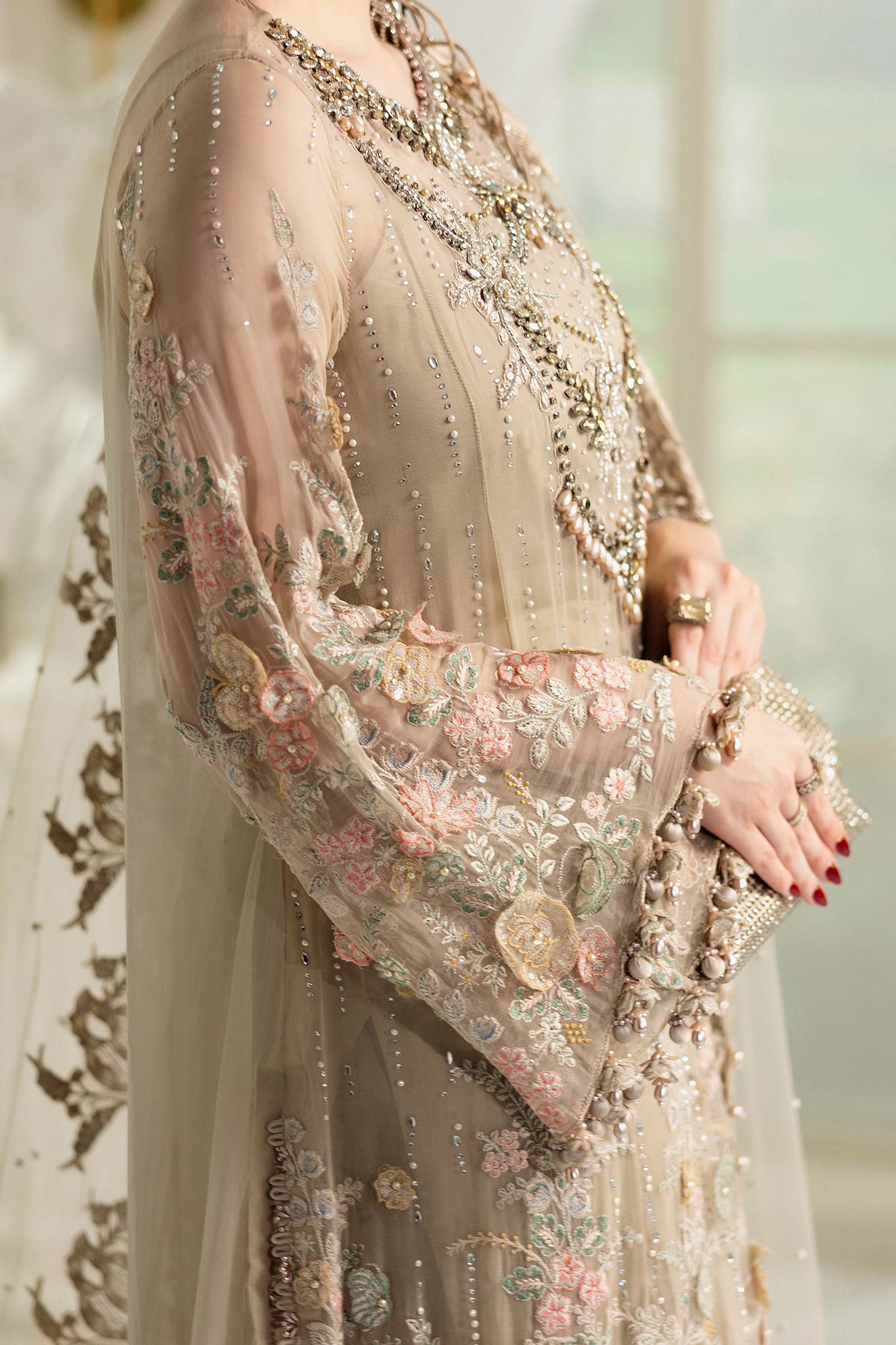 Maria B 3 Piece Embroidered Chiffon Suit | MPC-25-107 - Rang-e-Khaas
