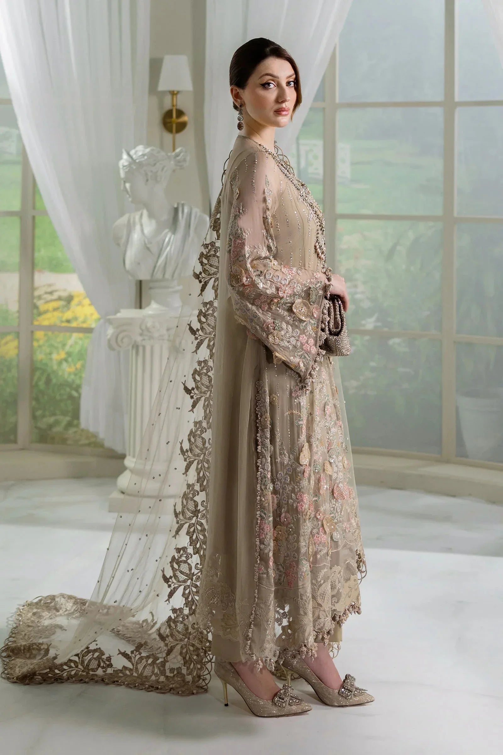 Maria B 3 Piece Embroidered Chiffon Suit | MPC-25-107 - Rang-e-Khaas