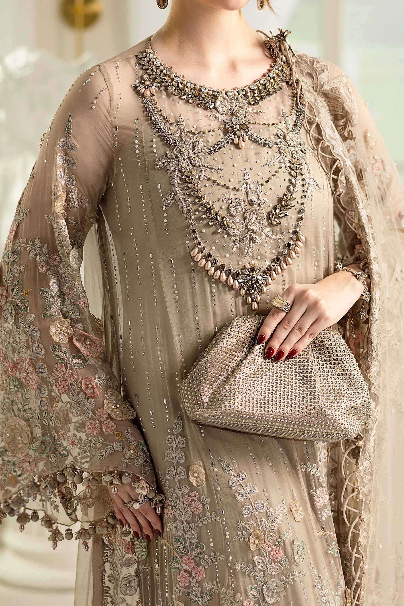 Maria B 3 Piece Embroidered Chiffon Suit | MPC-25-107 - Rang-e-Khaas