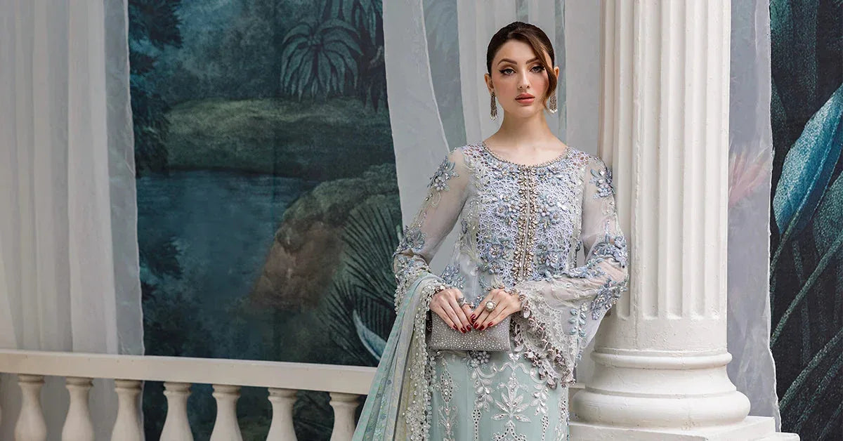 Maria B 3 Piece Embroidered Chiffon Suit | MPC-25-108 - Rang-e-Khaas