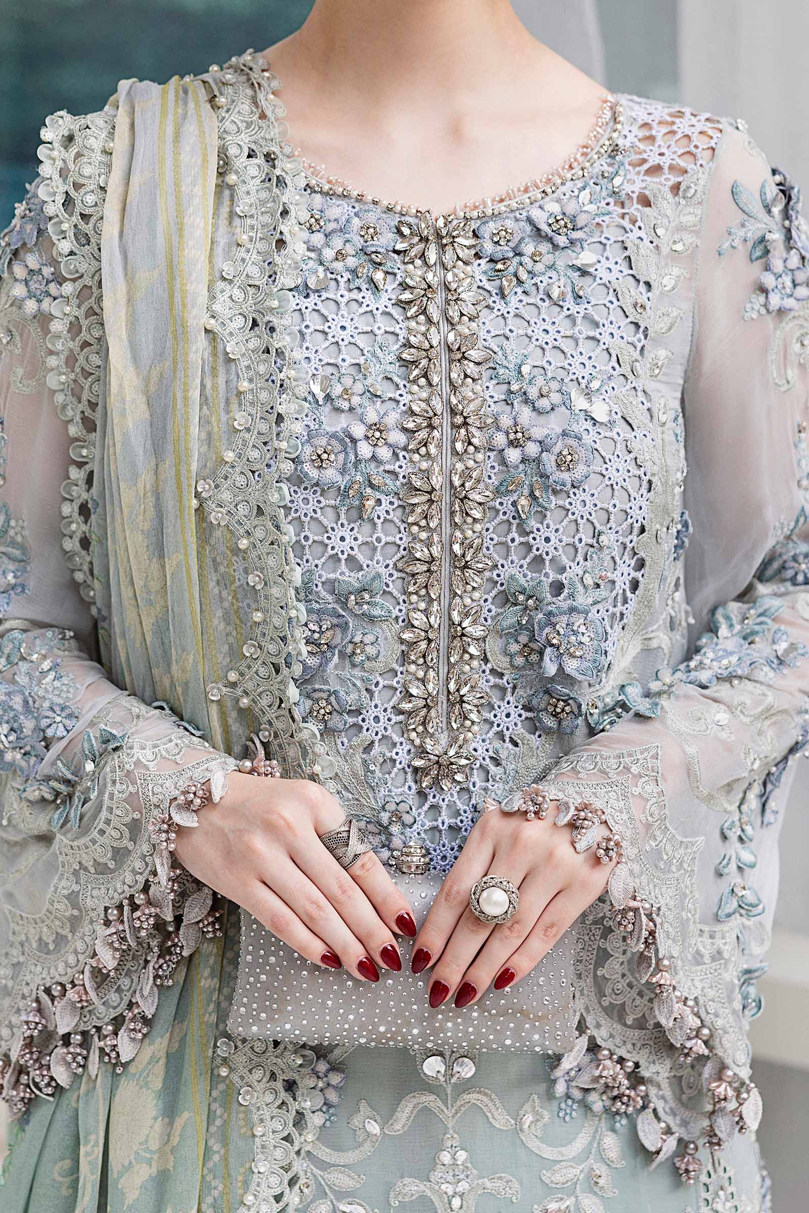 Maria B 3 Piece Embroidered Chiffon Suit | MPC-25-108 - Rang-e-Khaas