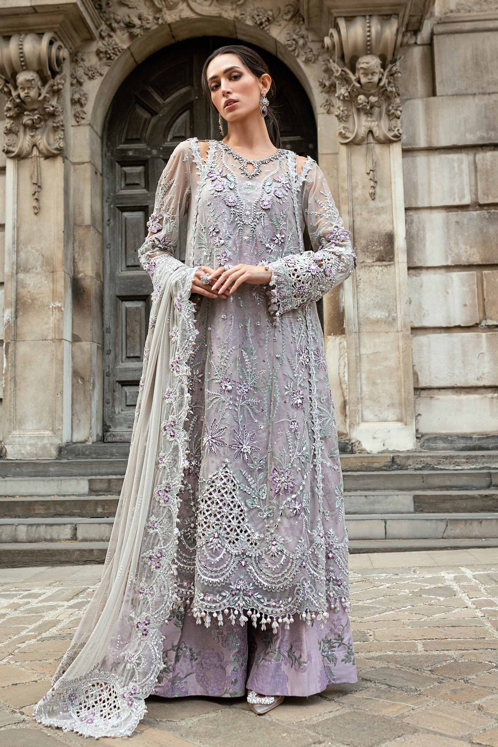 Maria B 3 Piece Embroidered Net Suit - Rang-e-Khaas