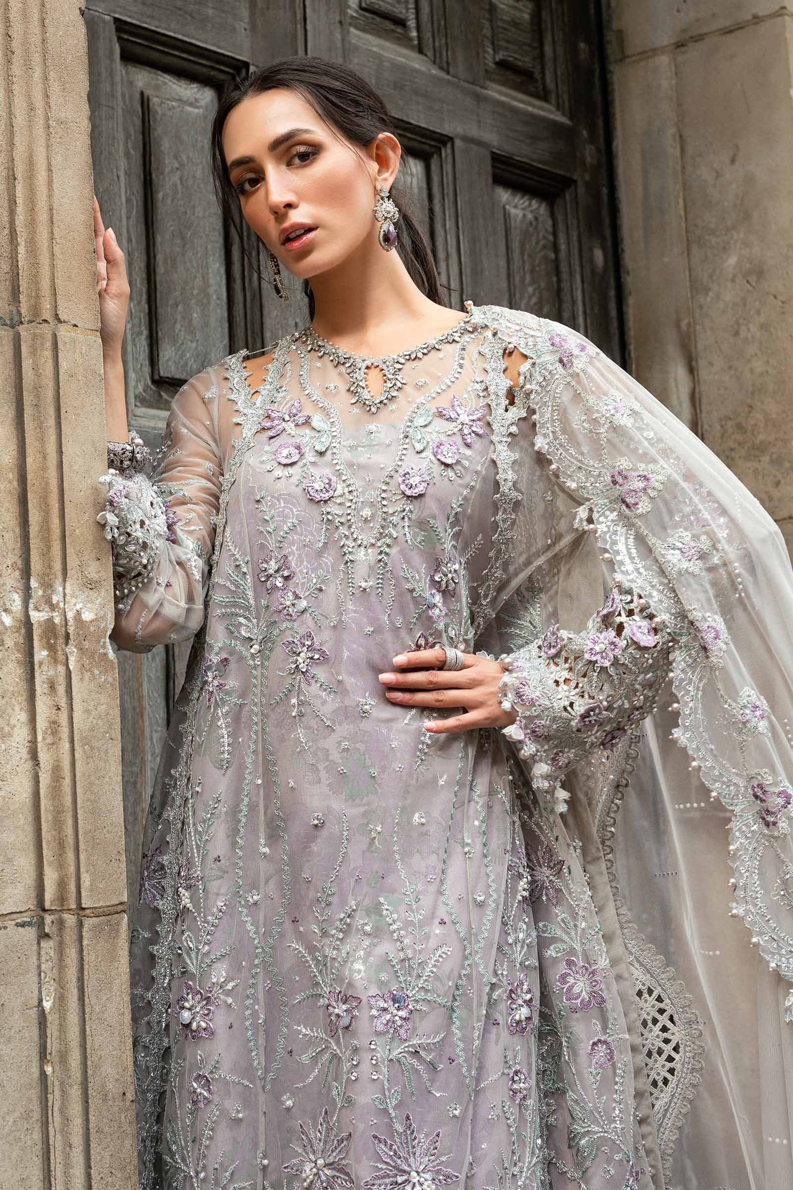 Maria B 3 Piece Embroidered Net Suit - Rang-e-Khaas