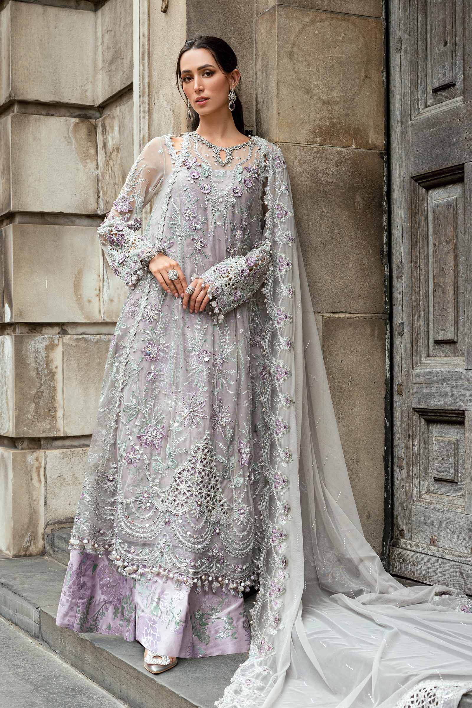 Maria B 3 Piece Embroidered Net Suit - Rang-e-Khaas