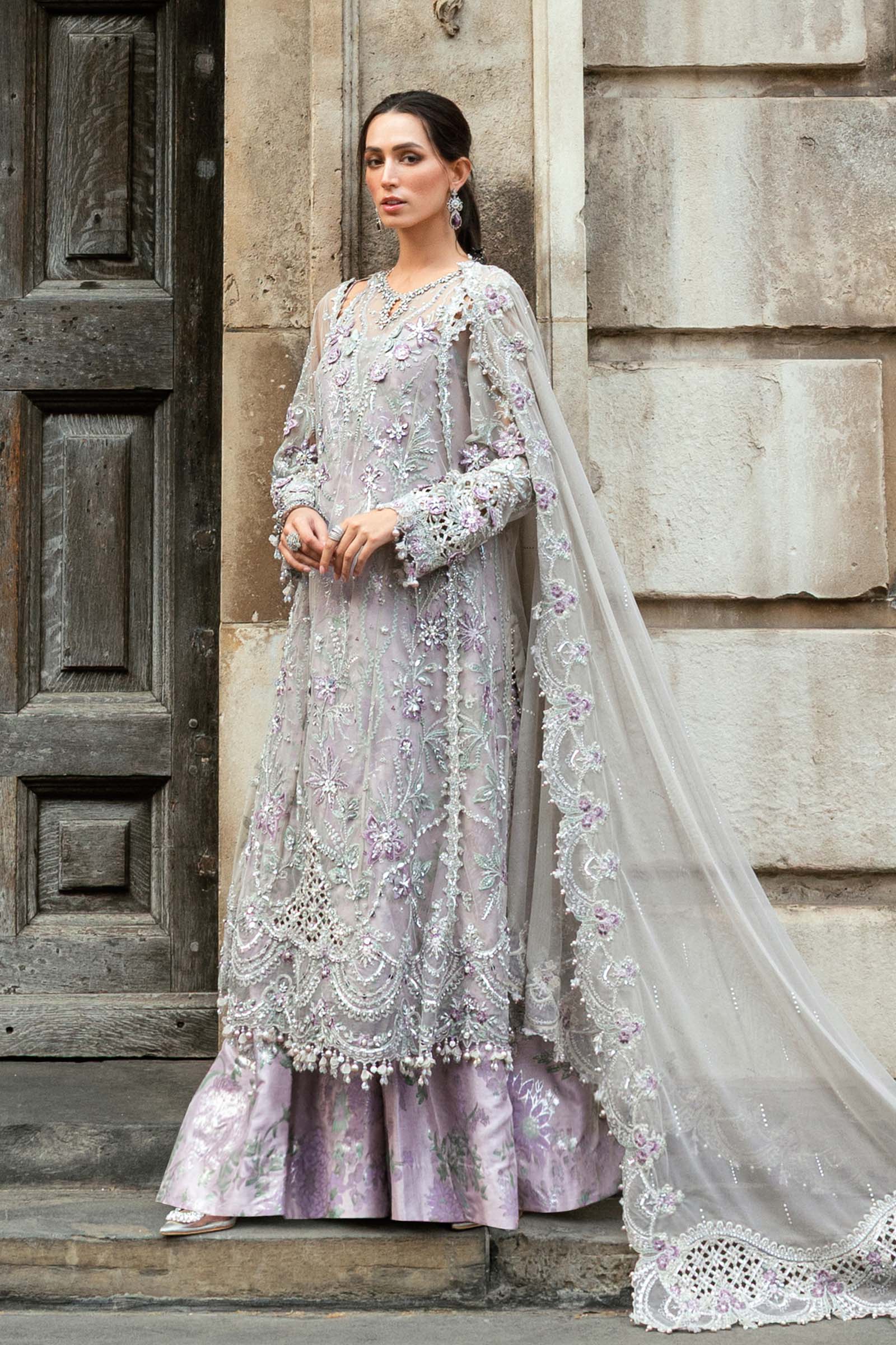 Maria B 3 Piece Embroidered Net Suit - Rang-e-Khaas