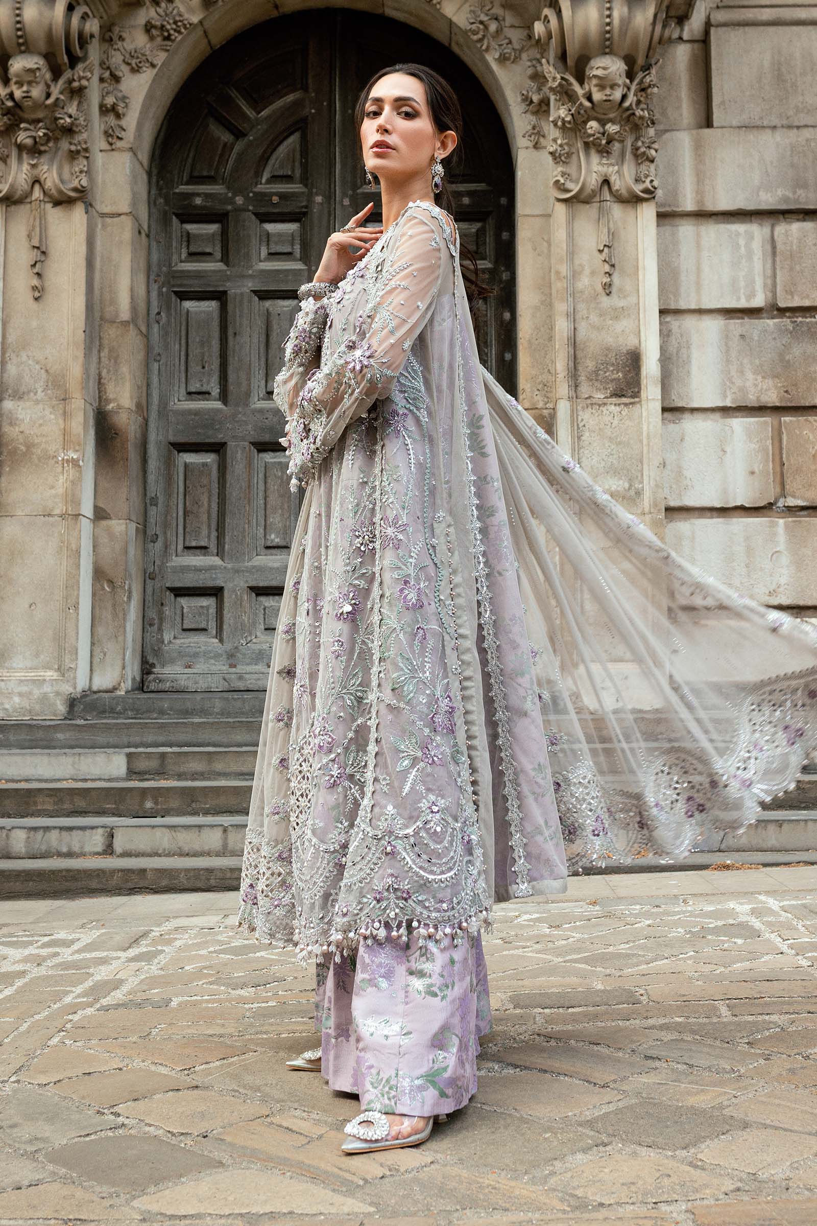 Maria B 3 Piece Embroidered Net Suit - Rang-e-Khaas