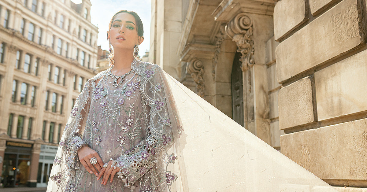 Maria B 3 Piece Embroidered Net Suit - Rang-e-Khaas