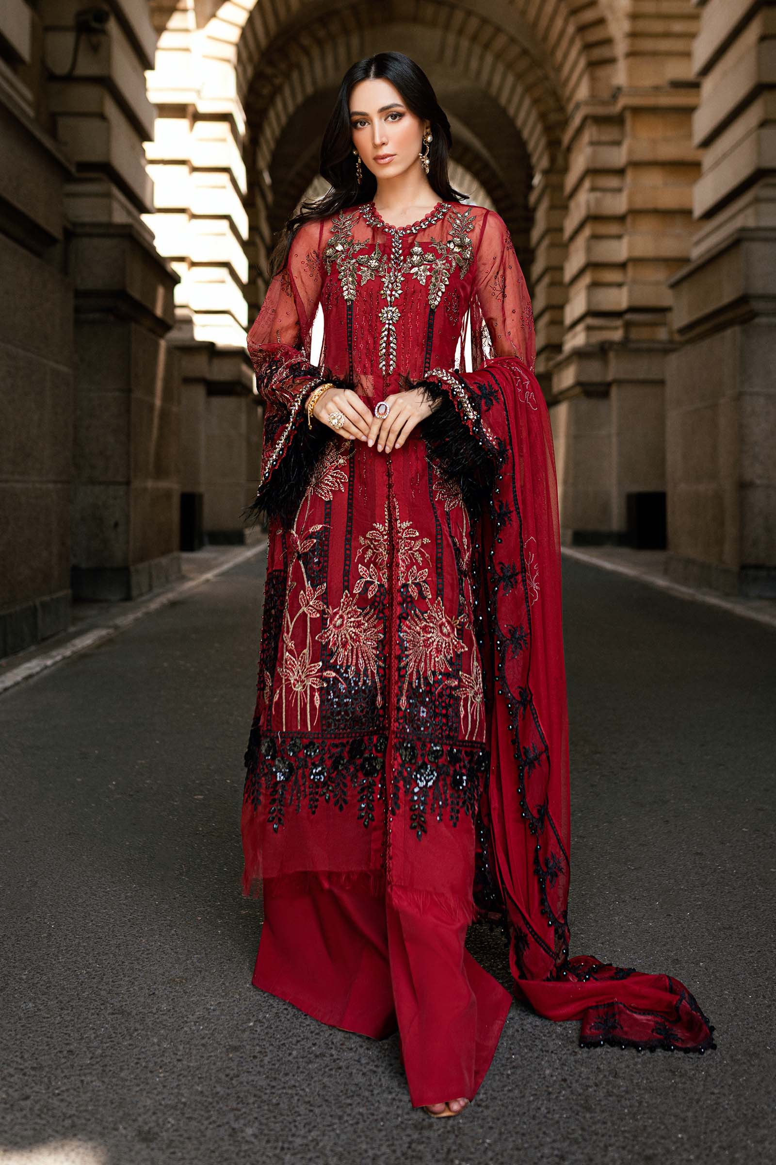 Maria B 3 Piece Embroidered Organza Suit - Rang-e-Khaas