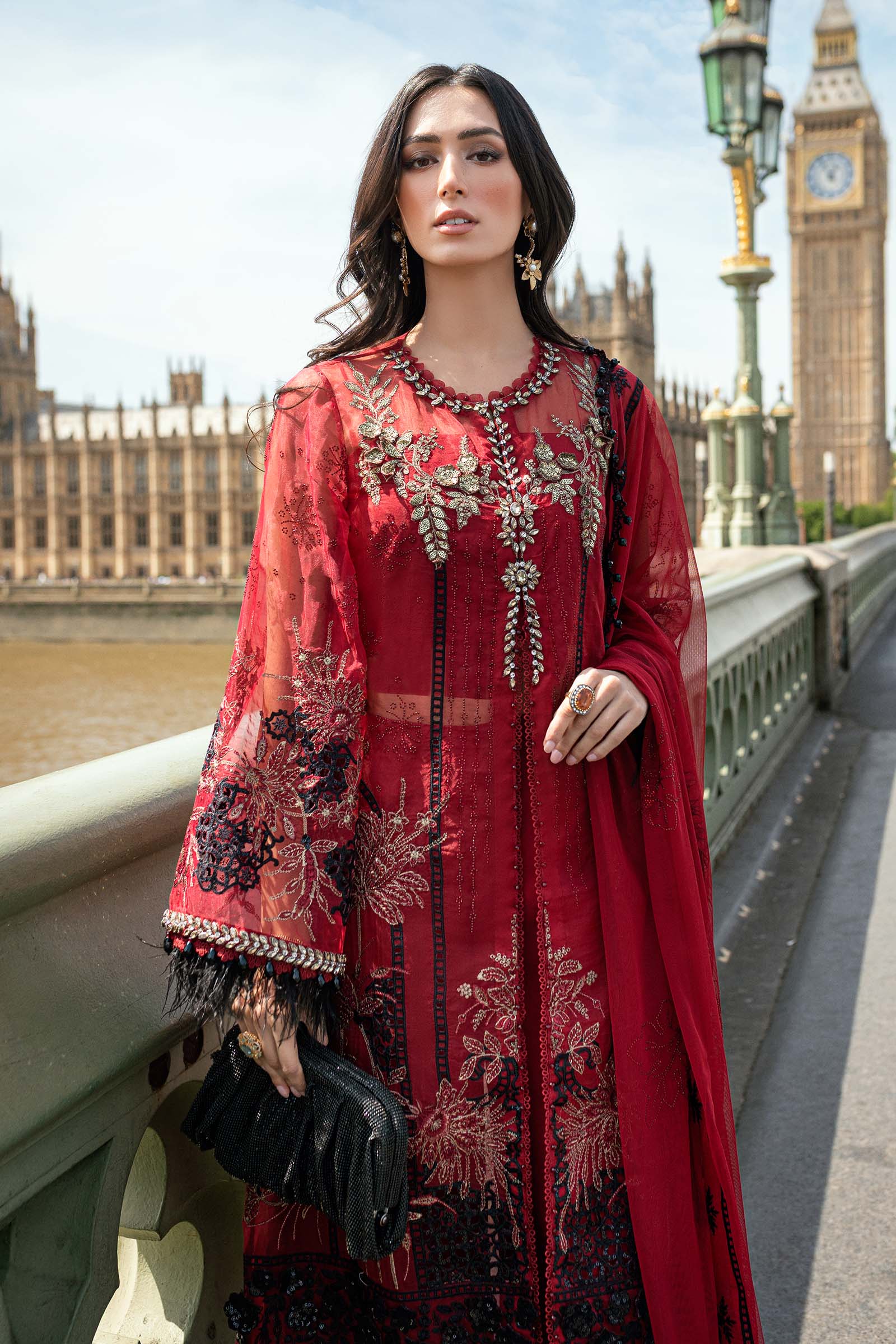Maria B 3 Piece Embroidered Organza Suit - Rang-e-Khaas