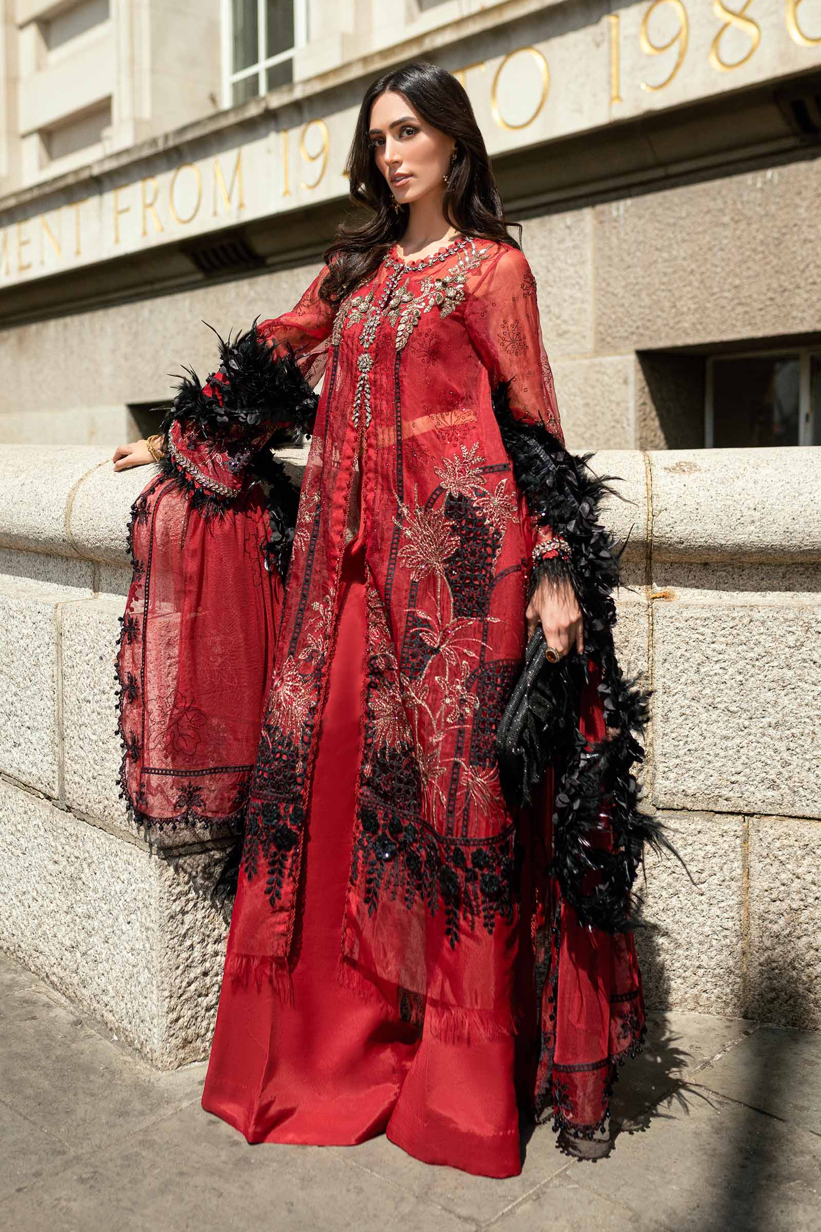 Maria B 3 Piece Embroidered Organza Suit - Rang-e-Khaas