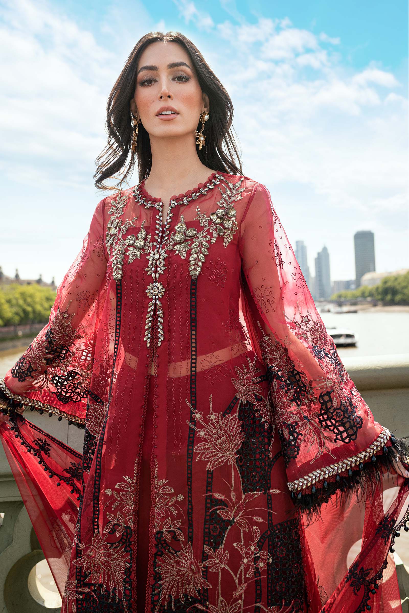 Maria B 3 Piece Embroidered Organza Suit - Rang-e-Khaas