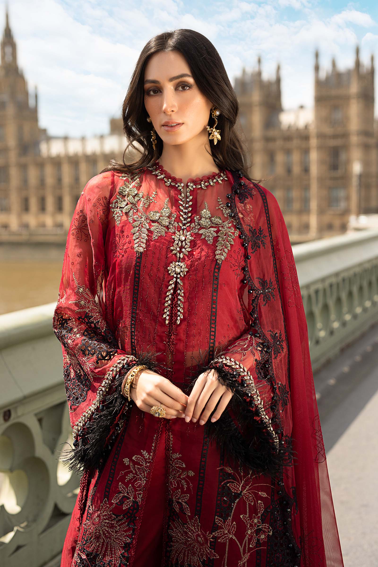 Maria B 3 Piece Embroidered Organza Suit - Rang-e-Khaas