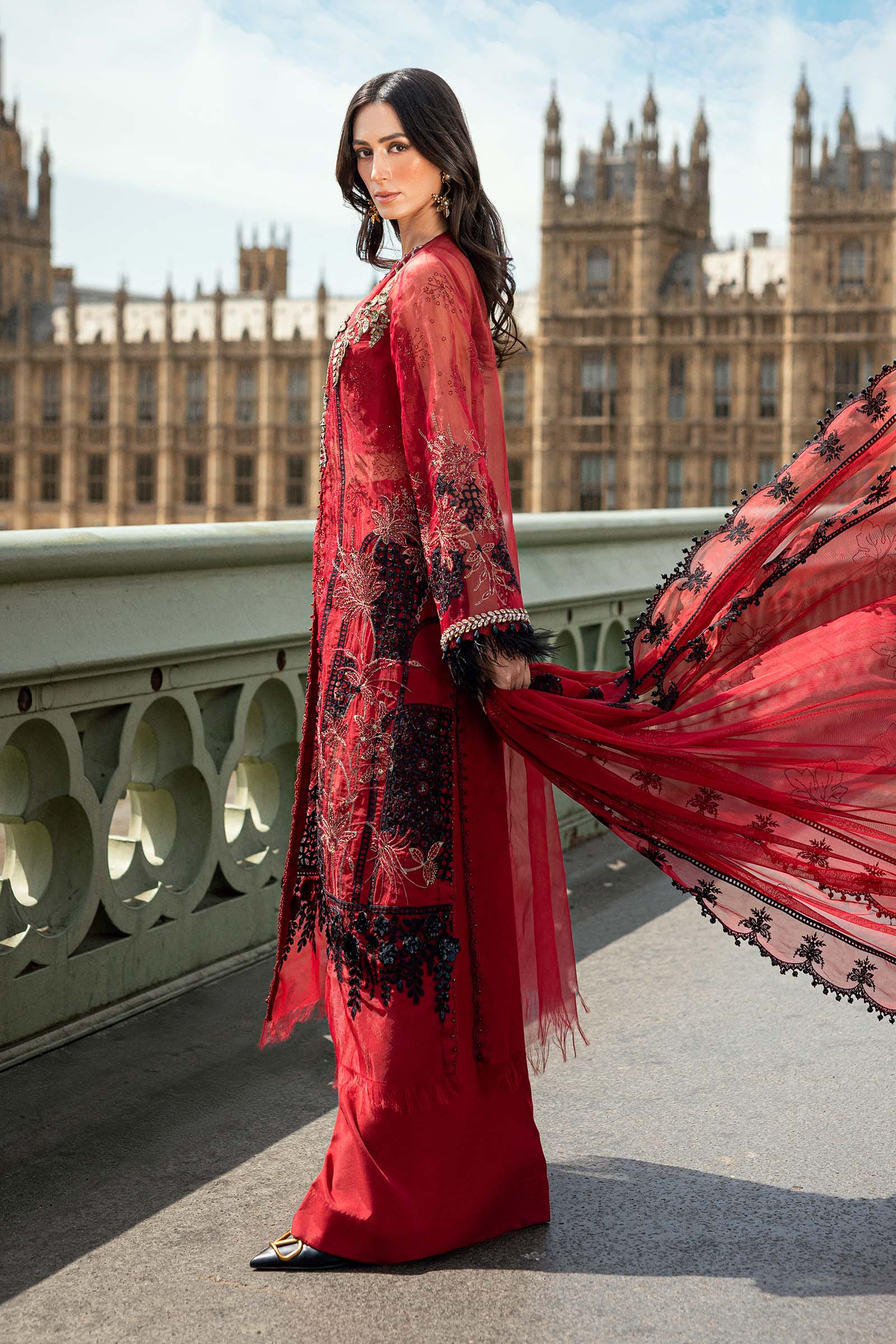 Maria B 3 Piece Embroidered Organza Suit - Rang-e-Khaas