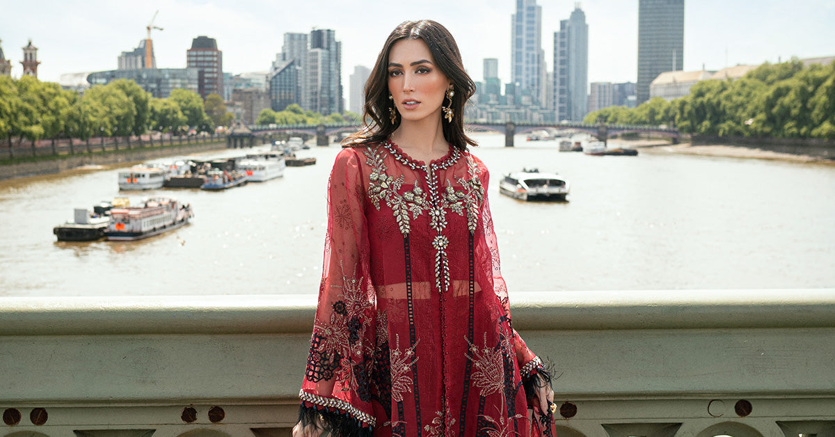 Maria B 3 Piece Embroidered Organza Suit - Rang-e-Khaas