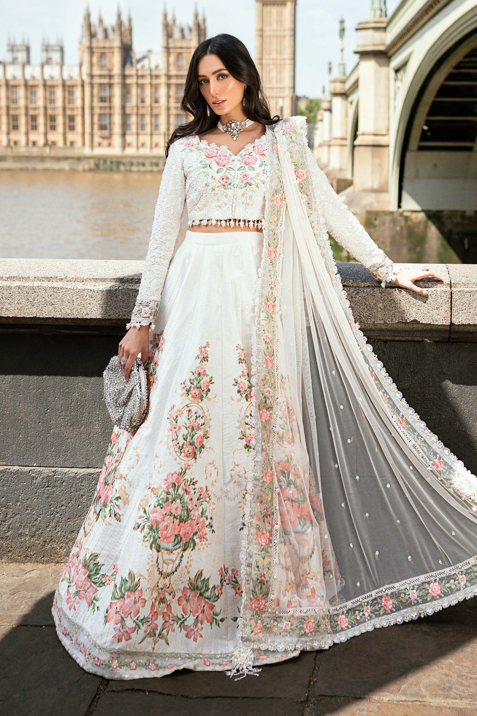 Maria B 3 Piece Embroidered Raw Silk Suit - Rang-e-Khaas