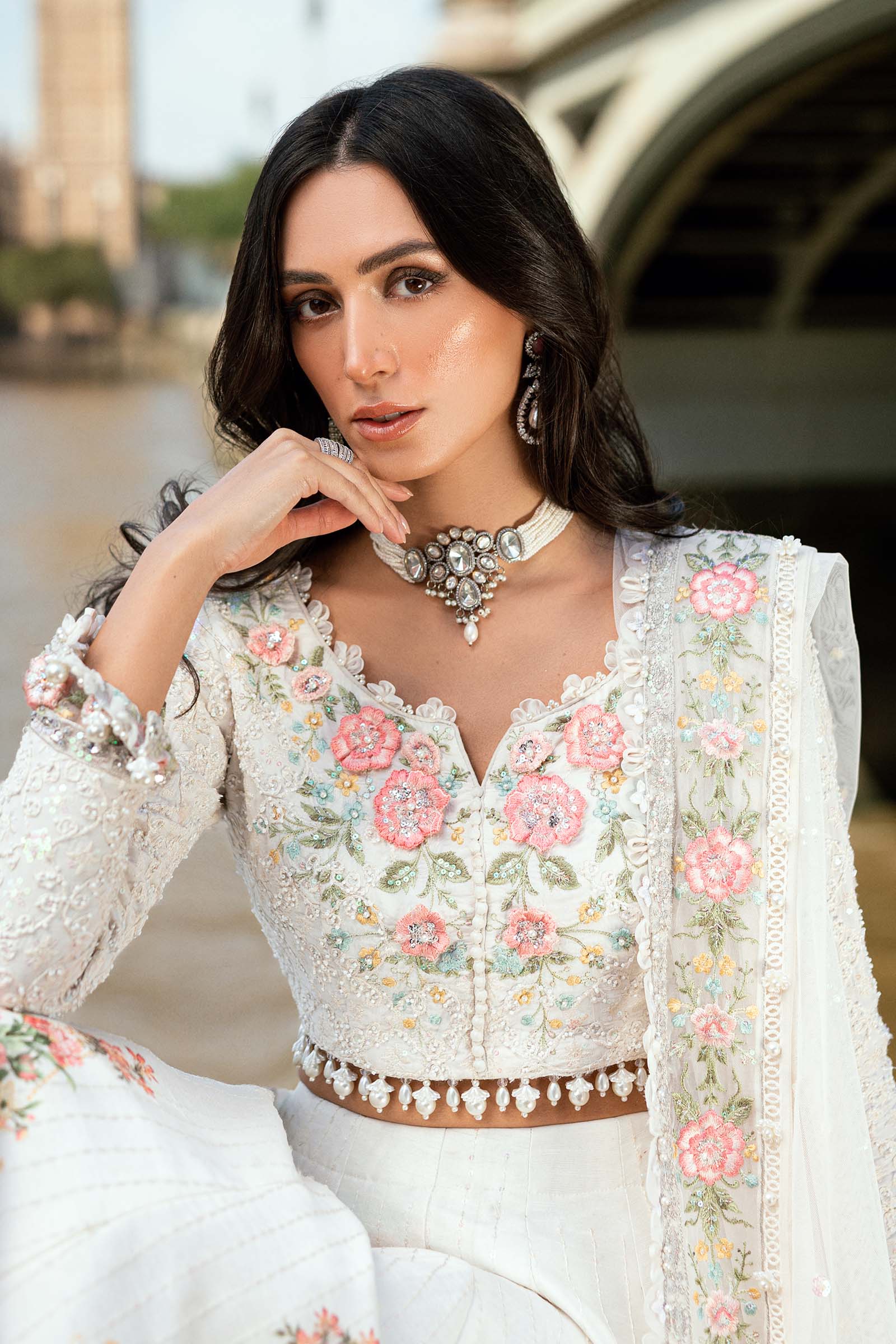 Maria B 3 Piece Embroidered Raw Silk Suit - Rang-e-Khaas