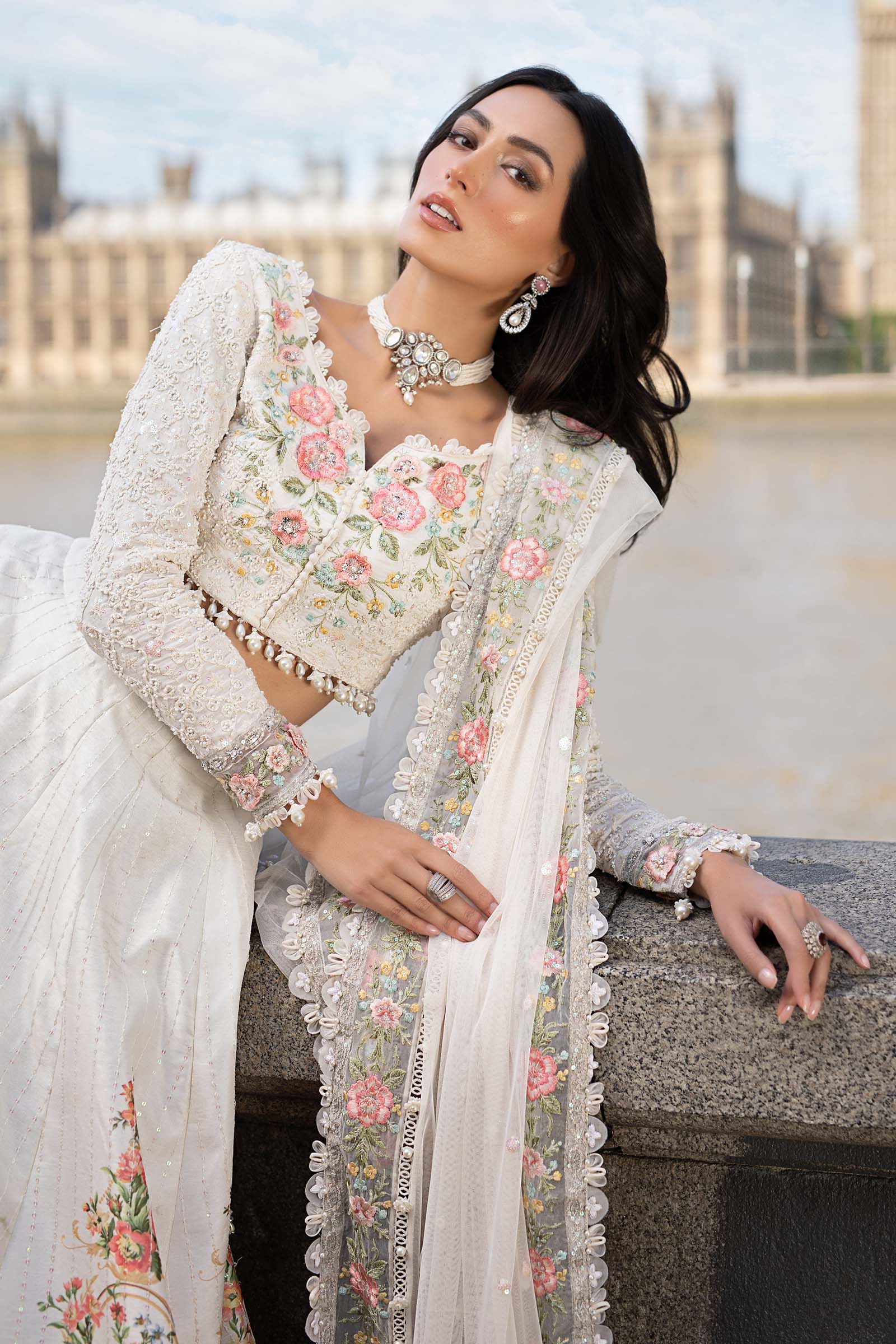 Maria B 3 Piece Embroidered Raw Silk Suit - Rang-e-Khaas