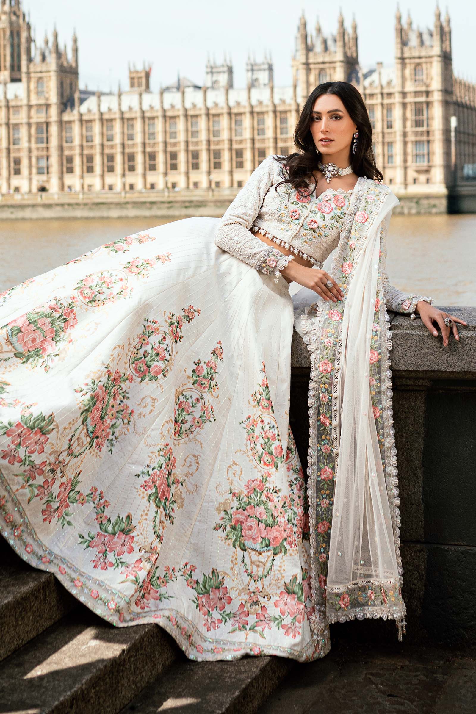 Maria B 3 Piece Embroidered Raw Silk Suit - Rang-e-Khaas