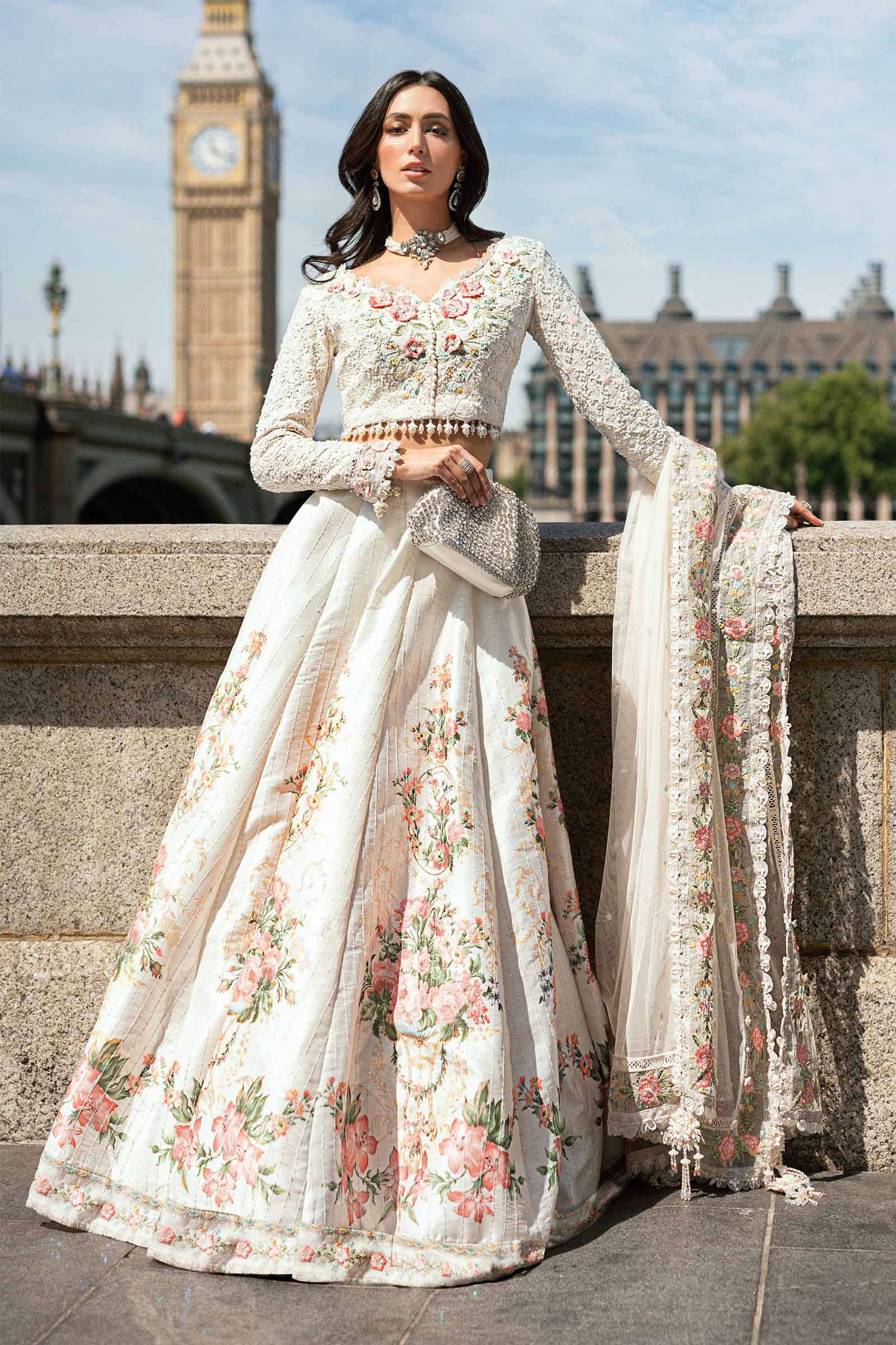 Maria B 3 Piece Embroidered Raw Silk Suit - Rang-e-Khaas