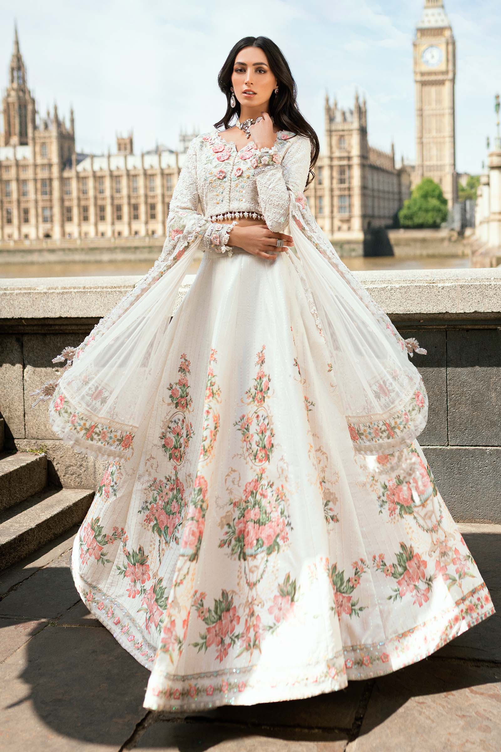 Maria B 3 Piece Embroidered Raw Silk Suit - Rang-e-Khaas