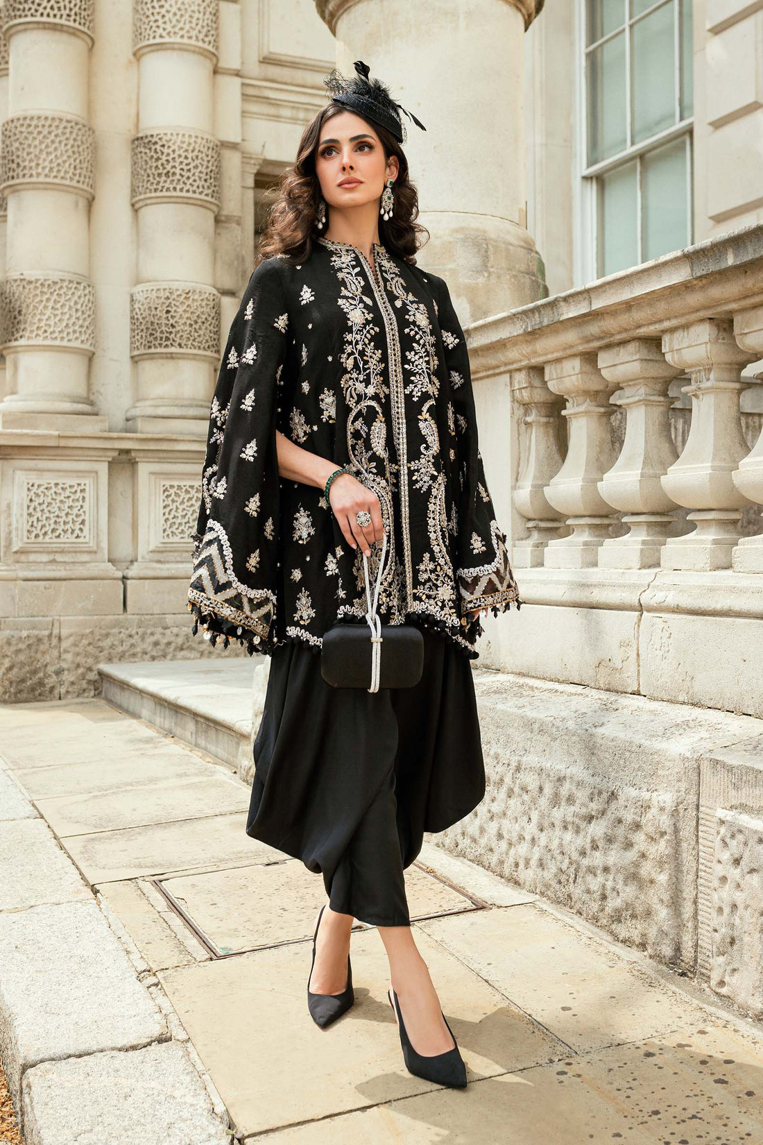 Maria B 3 Piece Embroidered Raw Silk Suit - Rang-e-Khaas