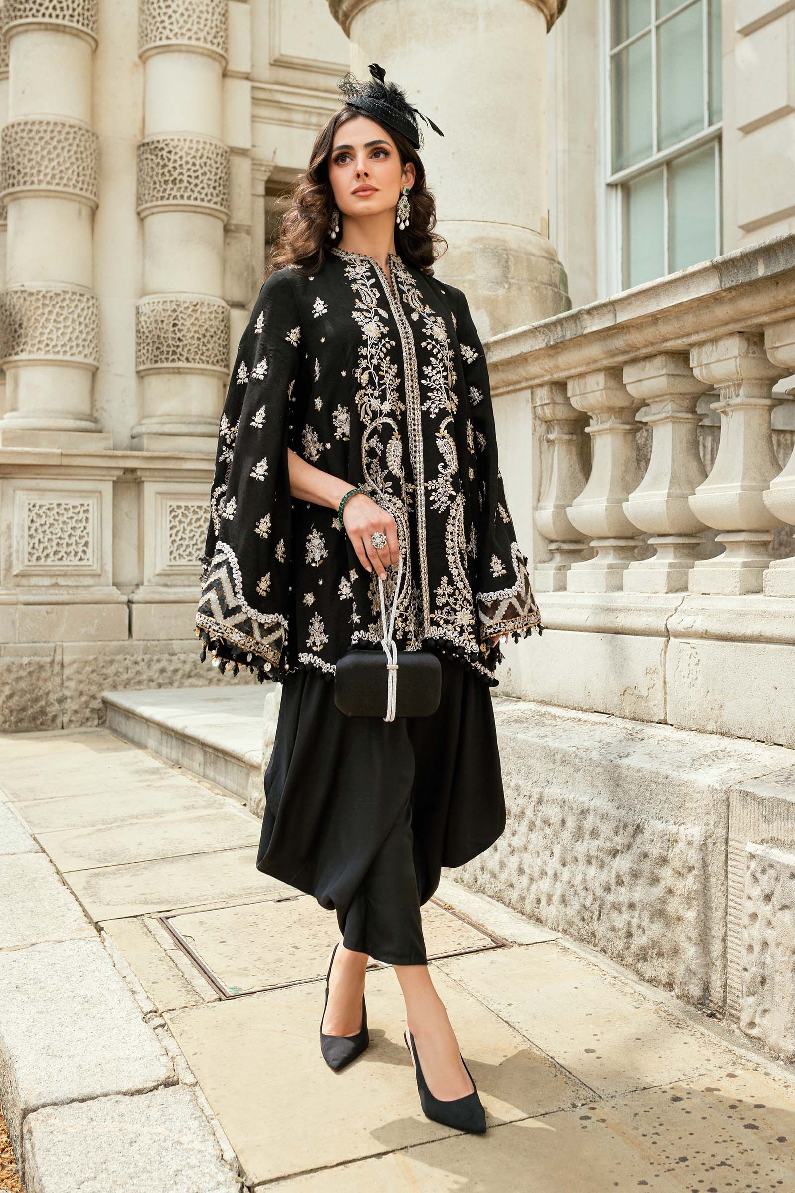 Maria B 3 Piece Embroidered Raw Silk Suit - Rang-e-Khaas