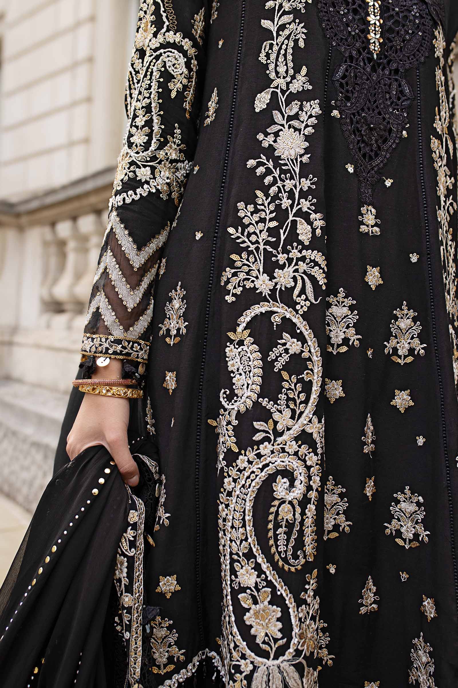 Maria B 3 Piece Embroidered Raw Silk Suit - Rang-e-Khaas