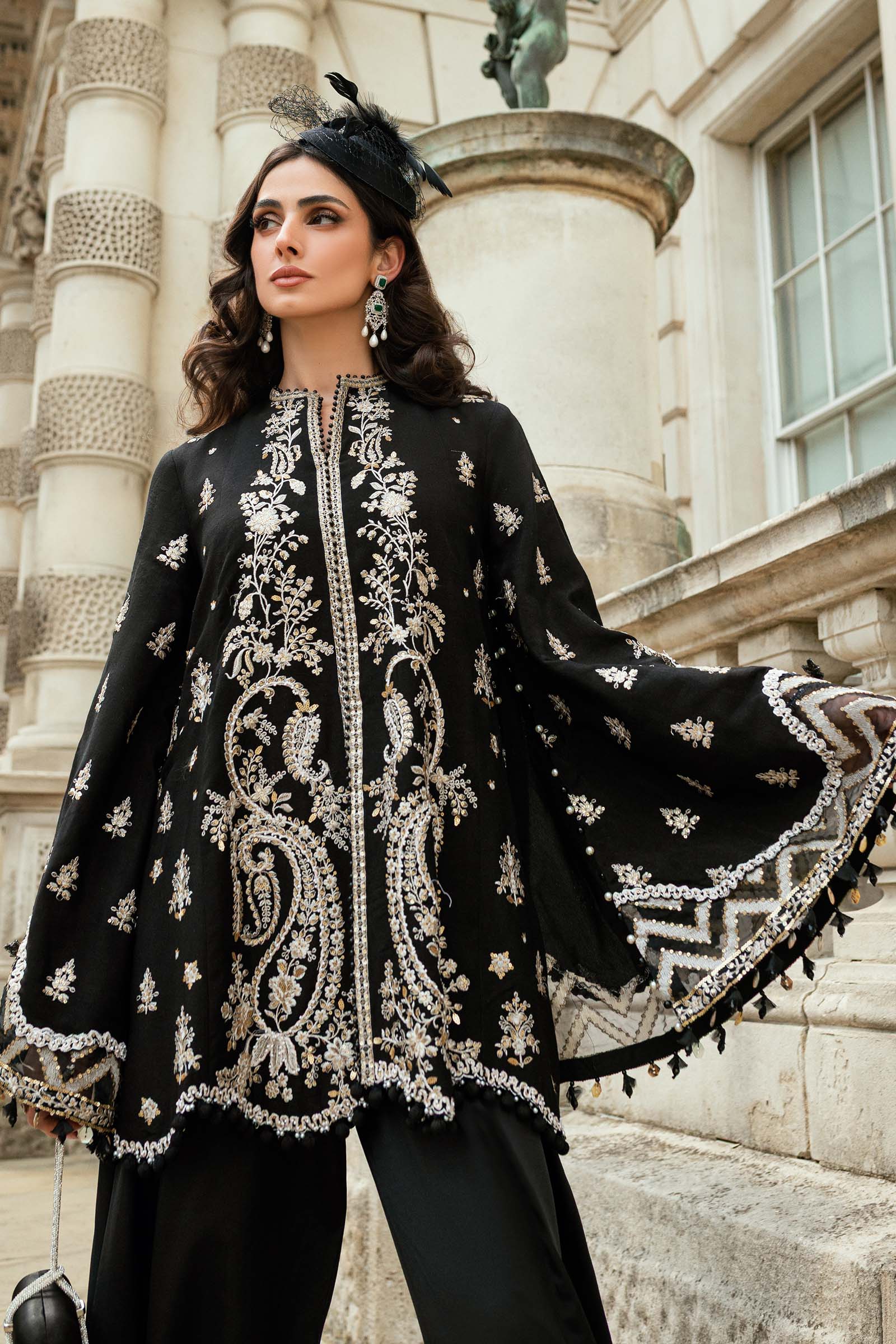Maria B 3 Piece Embroidered Raw Silk Suit - Rang-e-Khaas