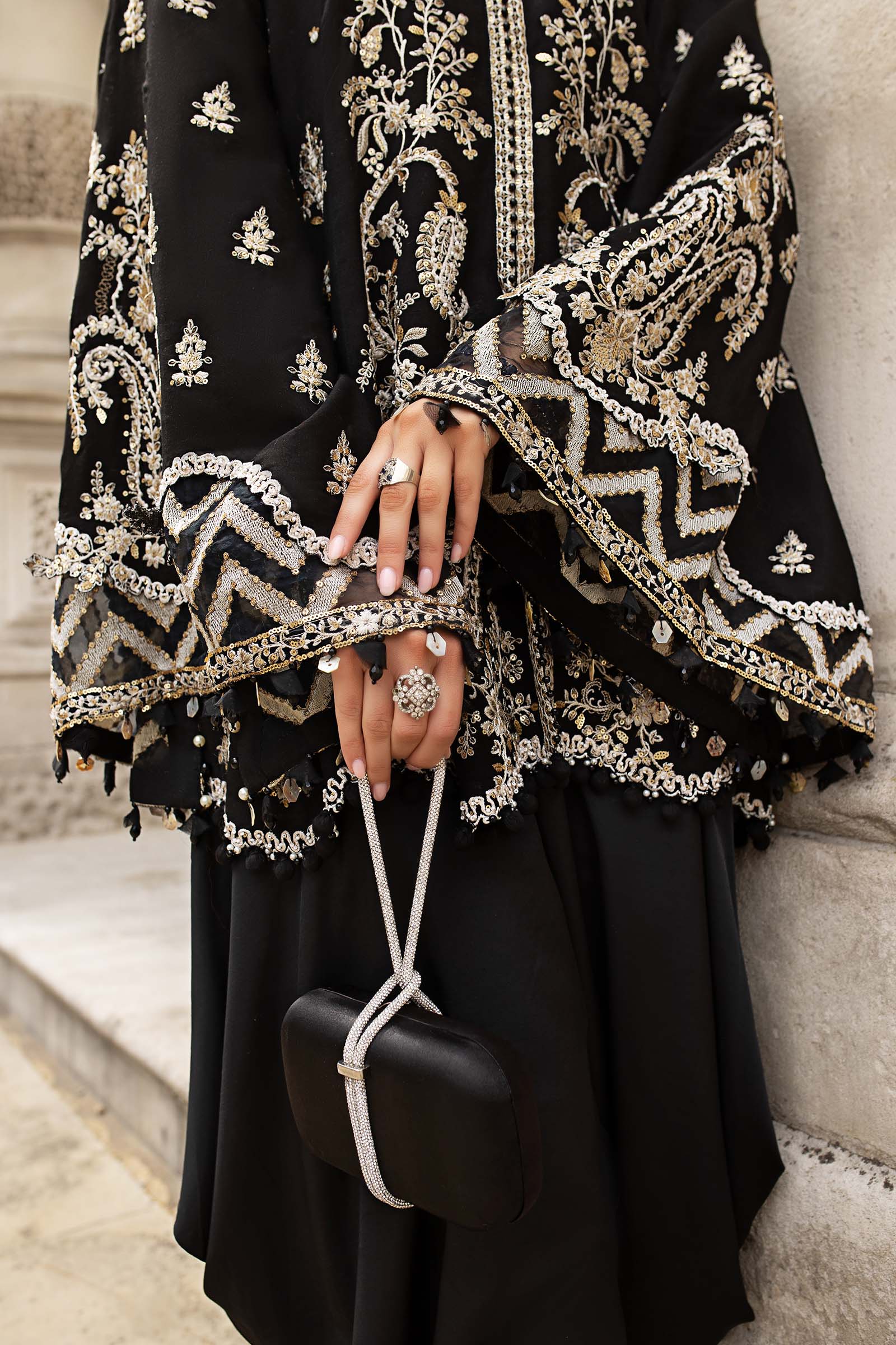 Maria B 3 Piece Embroidered Raw Silk Suit - Rang-e-Khaas