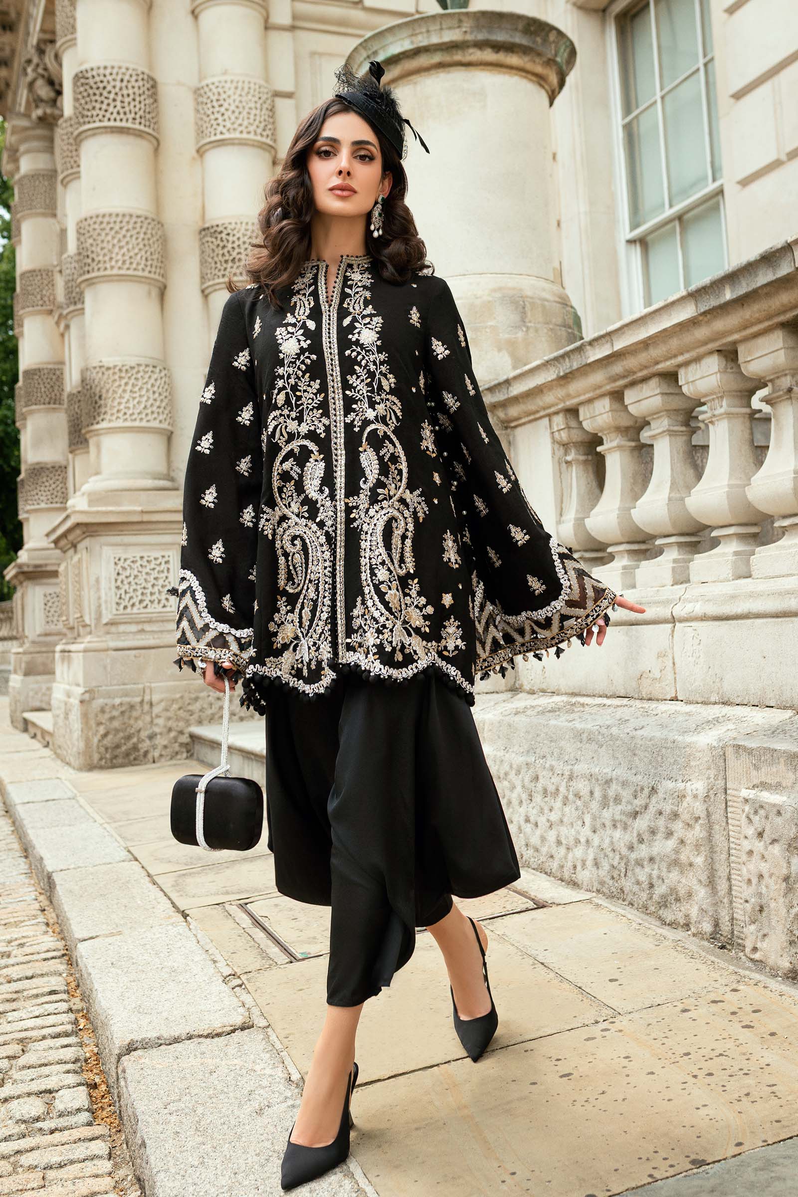 Maria B 3 Piece Embroidered Raw Silk Suit - Rang-e-Khaas