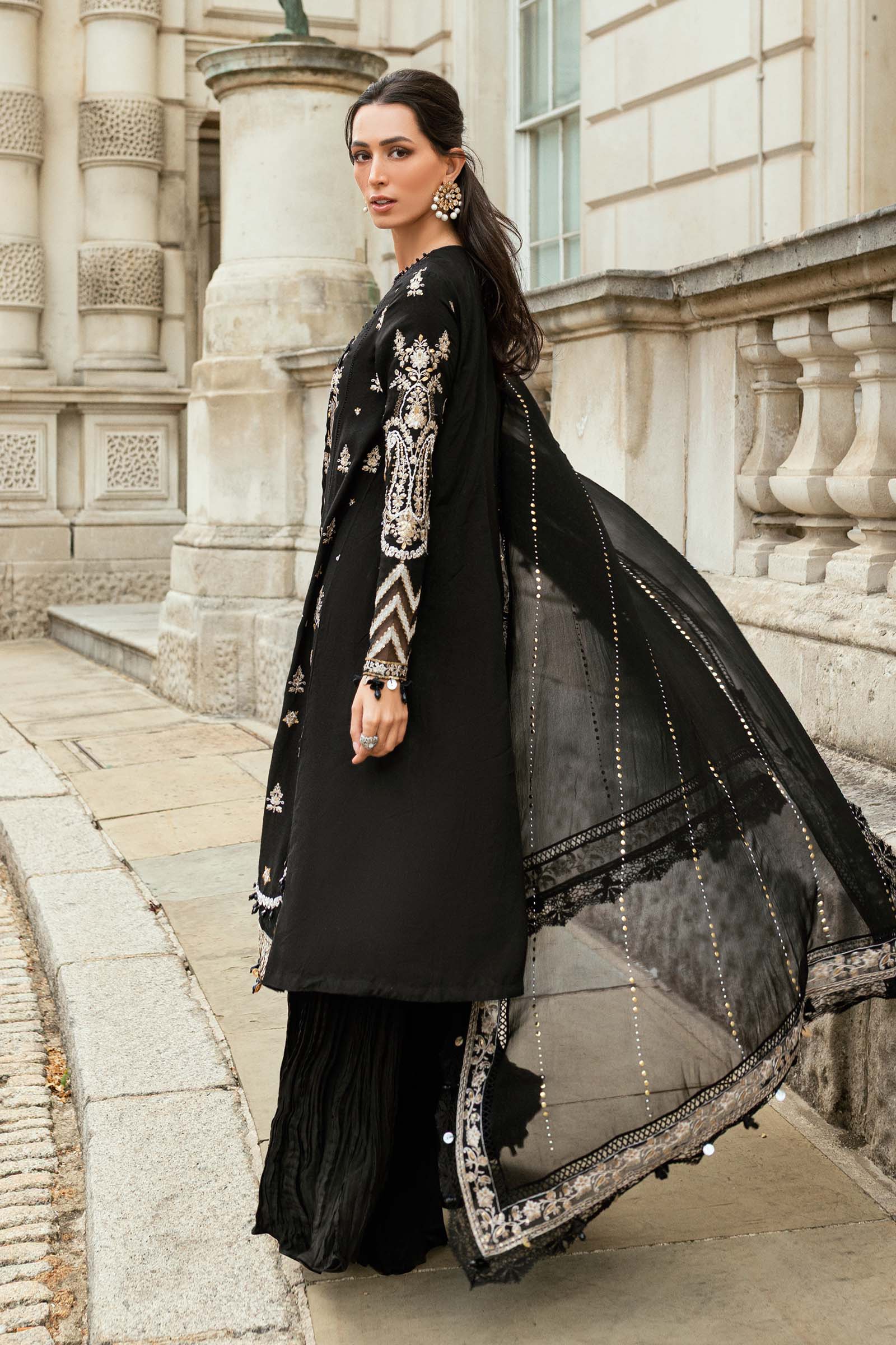 Maria B 3 Piece Embroidered Raw Silk Suit - Rang-e-Khaas