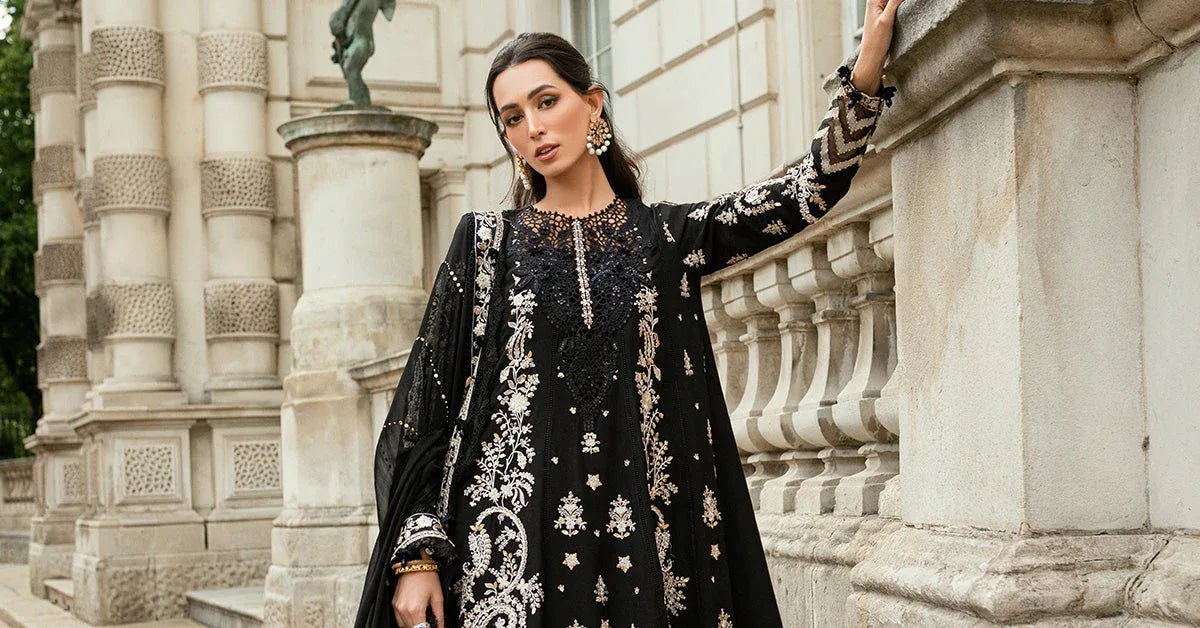Maria B 3 Piece Embroidered Raw Silk Suit - Rang-e-Khaas