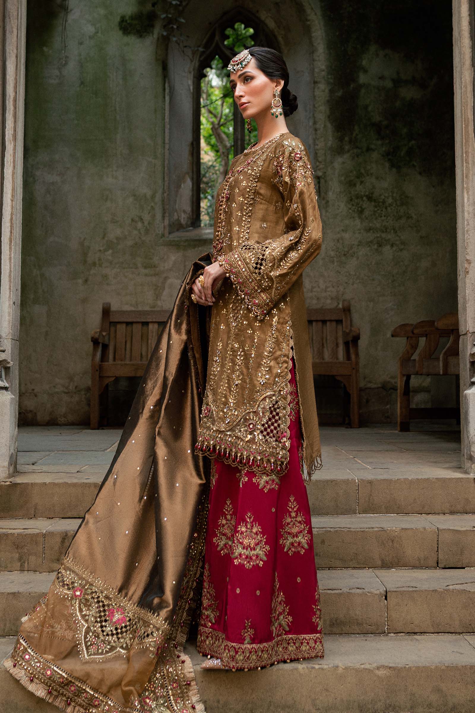 Maria B 3 Piece Embroidered Raw Silk Suit - Rang-e-Khaas