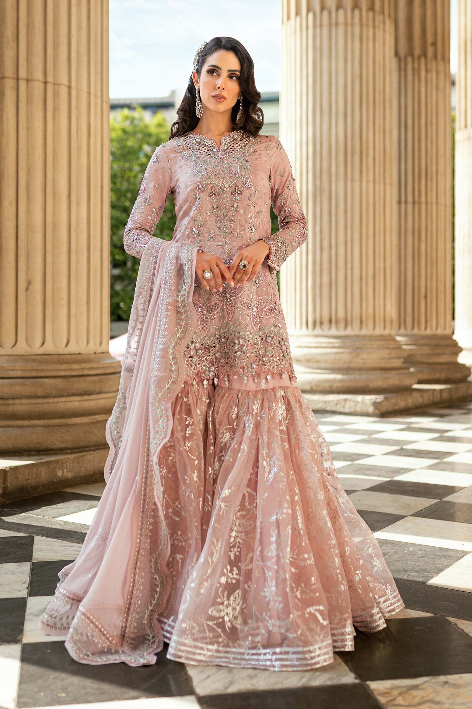 Maria B 3 Piece Embroidered Raw Silk Suit - Rang-e-Khaas