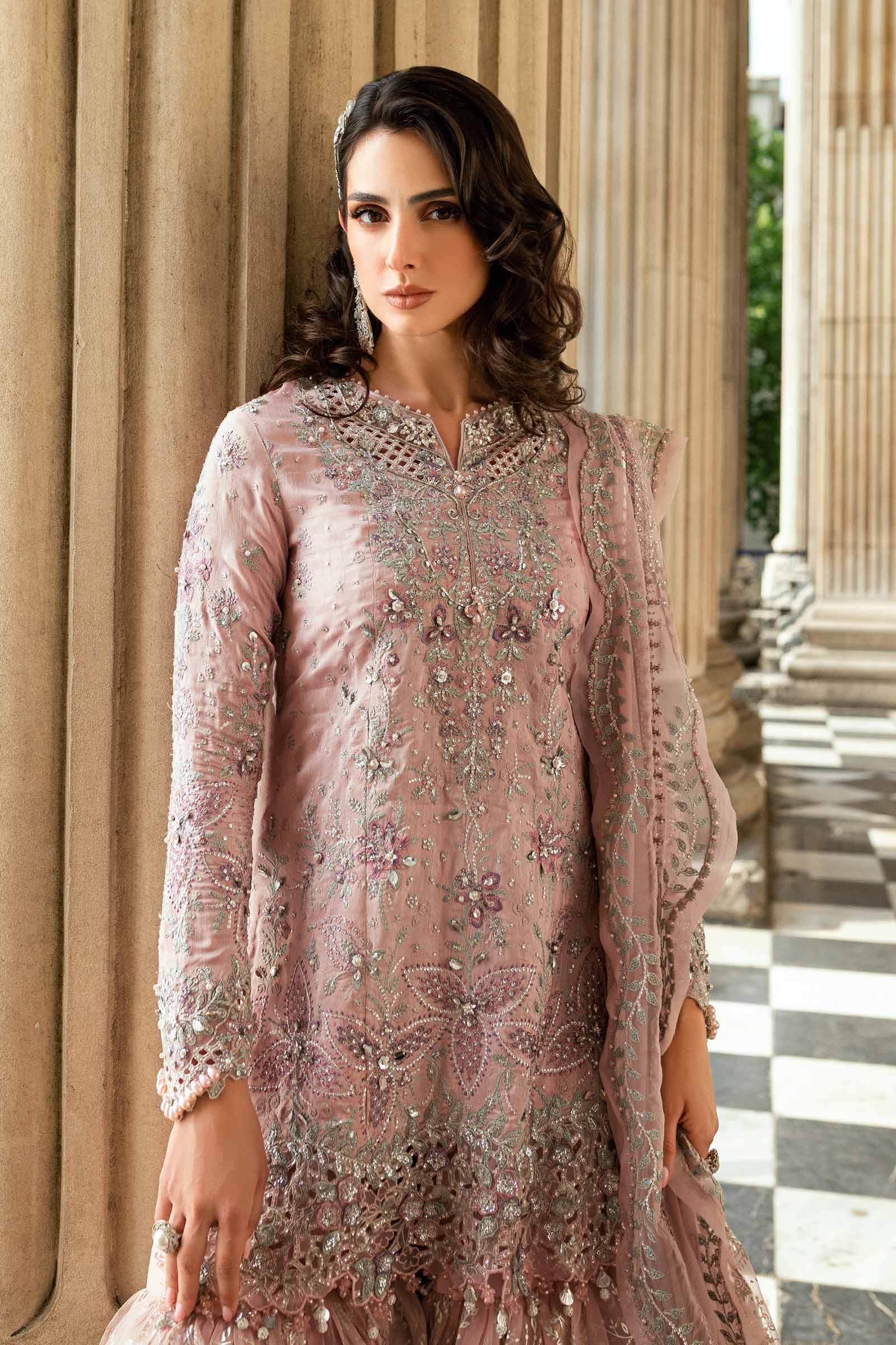 Maria B 3 Piece Embroidered Raw Silk Suit - Rang-e-Khaas