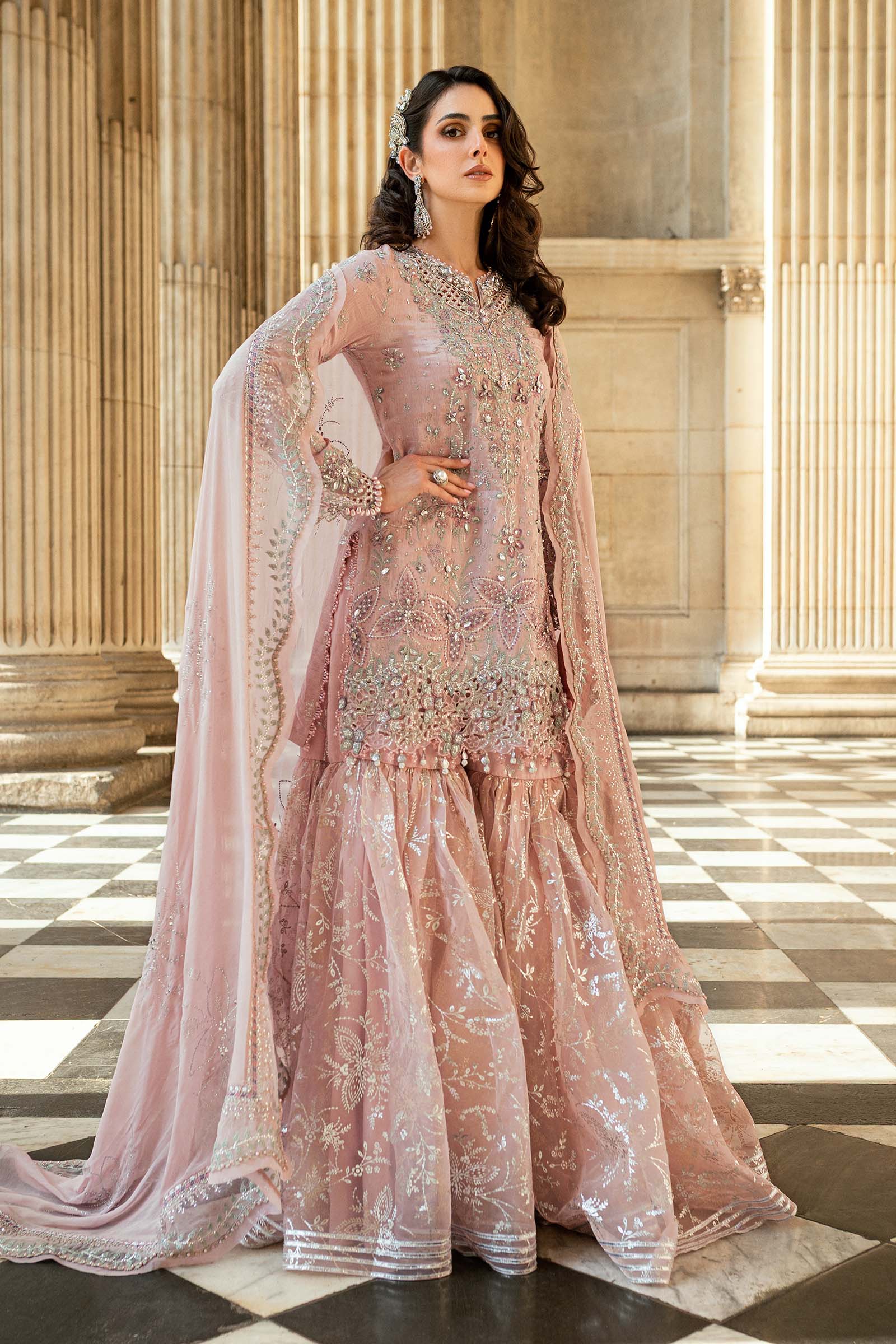 Maria B 3 Piece Embroidered Raw Silk Suit - Rang-e-Khaas