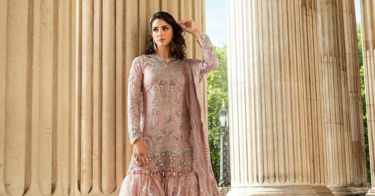 Maria B 3 Piece Embroidered Raw Silk Suit - Rang-e-Khaas