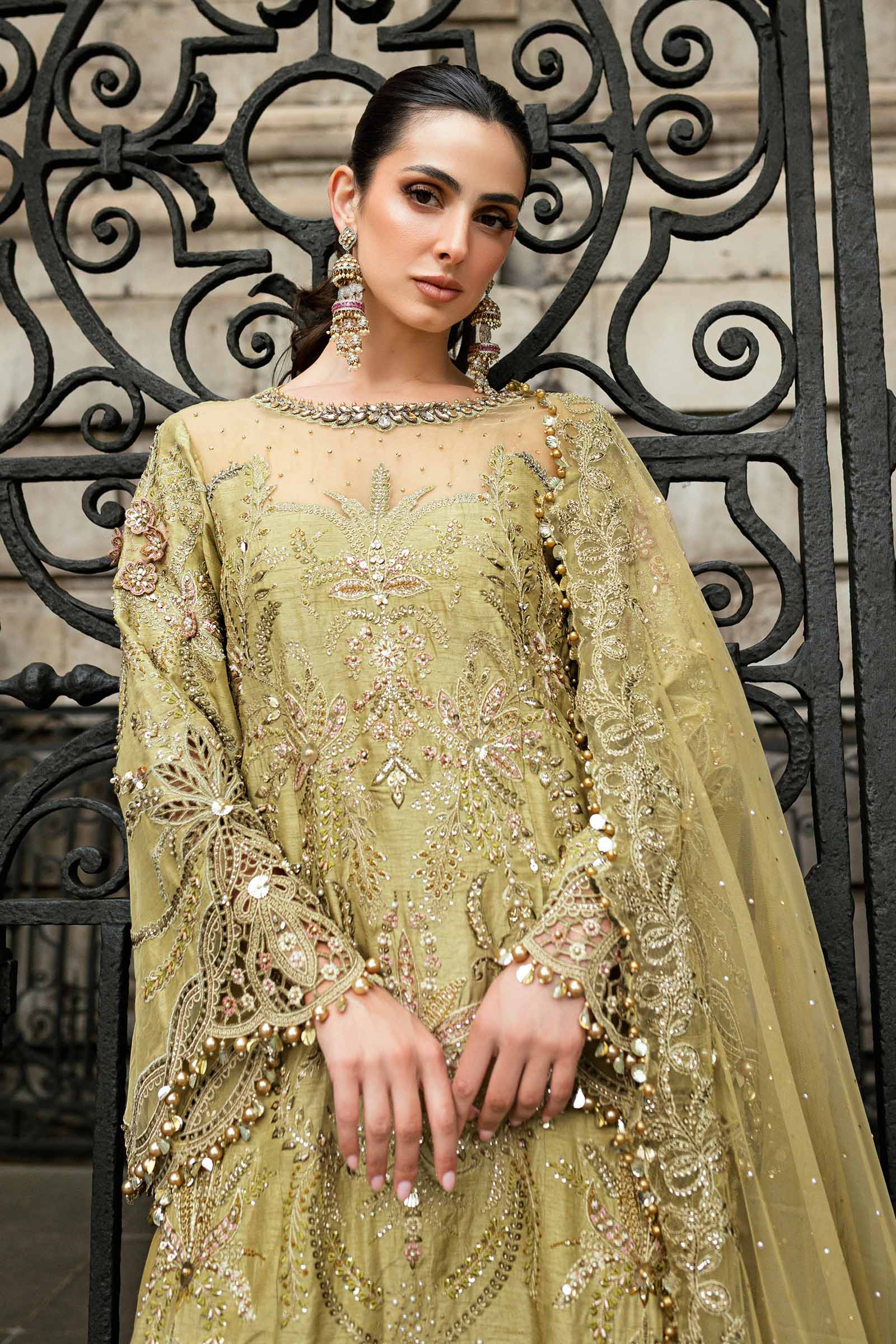 Maria B 3 Piece Embroidered Raw Silk Suit - Rang-e-Khaas