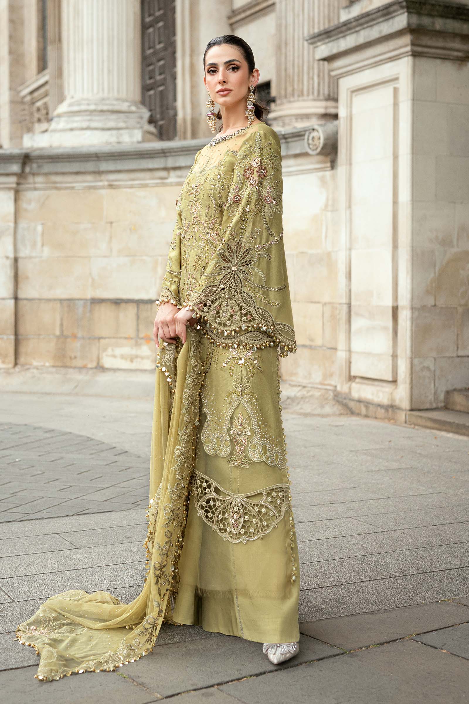 Maria B 3 Piece Embroidered Raw Silk Suit - Rang-e-Khaas