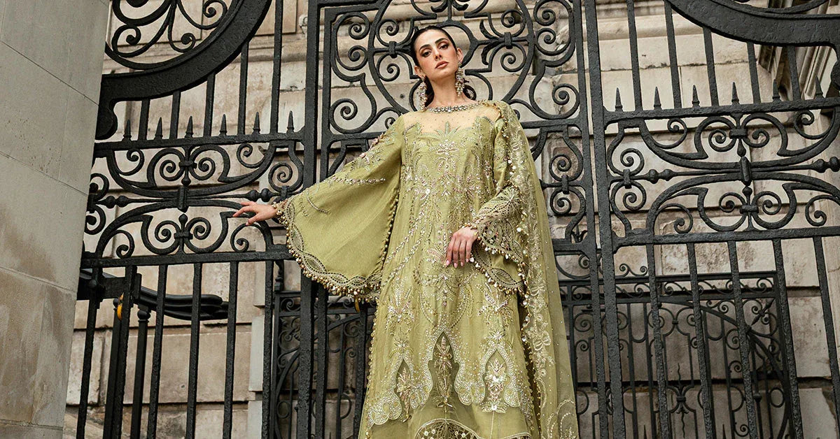 Maria B 3 Piece Embroidered Raw Silk Suit - Rang-e-Khaas