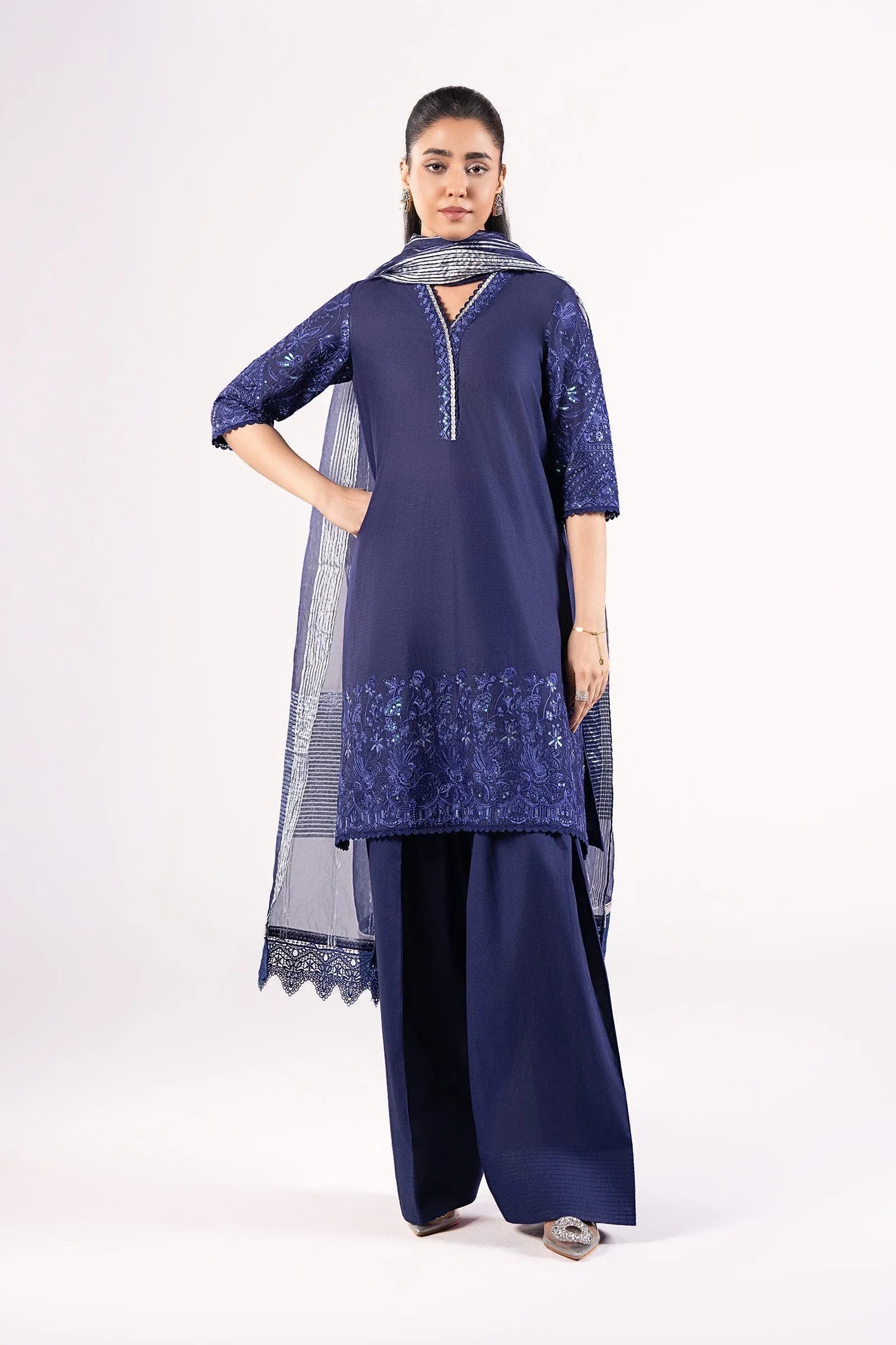 Maria B | Basics RTW | 3 Pc Embroidered Dobby Suit | MB-CS25-137 - Rang-e-Khaas