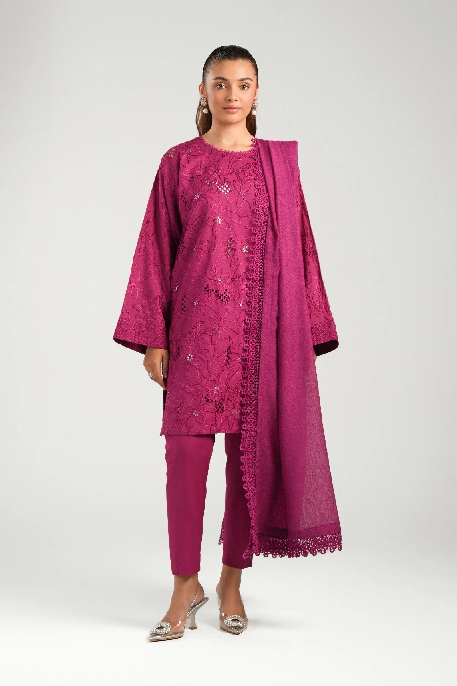 Maria B | Basics RTW | 3 Pc Embroidered Dobby Suit | MB-CS25-138 - Rang-e-Khaas