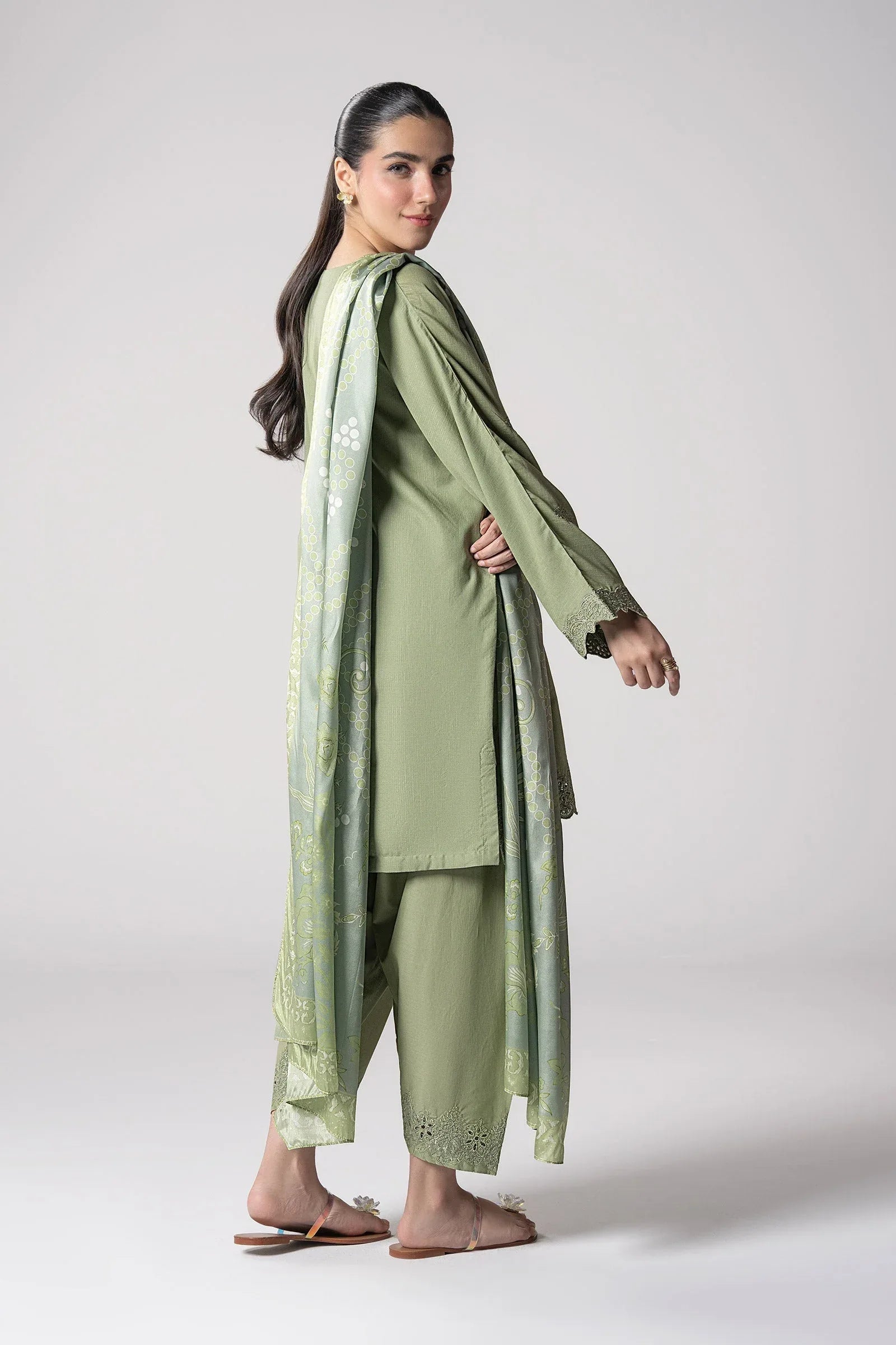 Maria B | Basics RTW | 3 Pc Embroidered Lurex Stripe Suit | MB-CS25-143 - Rang-e-Khaas