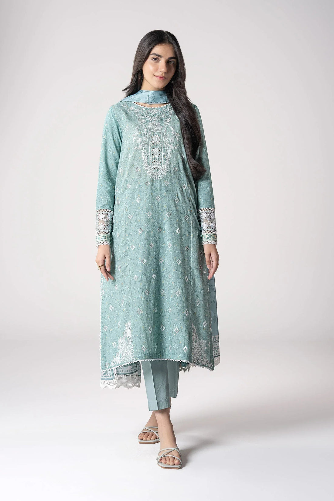 Maria B | Basics RTW | 3 Pc Embroidered Mesh Lurex Dots Suit | MB-CS25-142 - Rang-e-Khaas