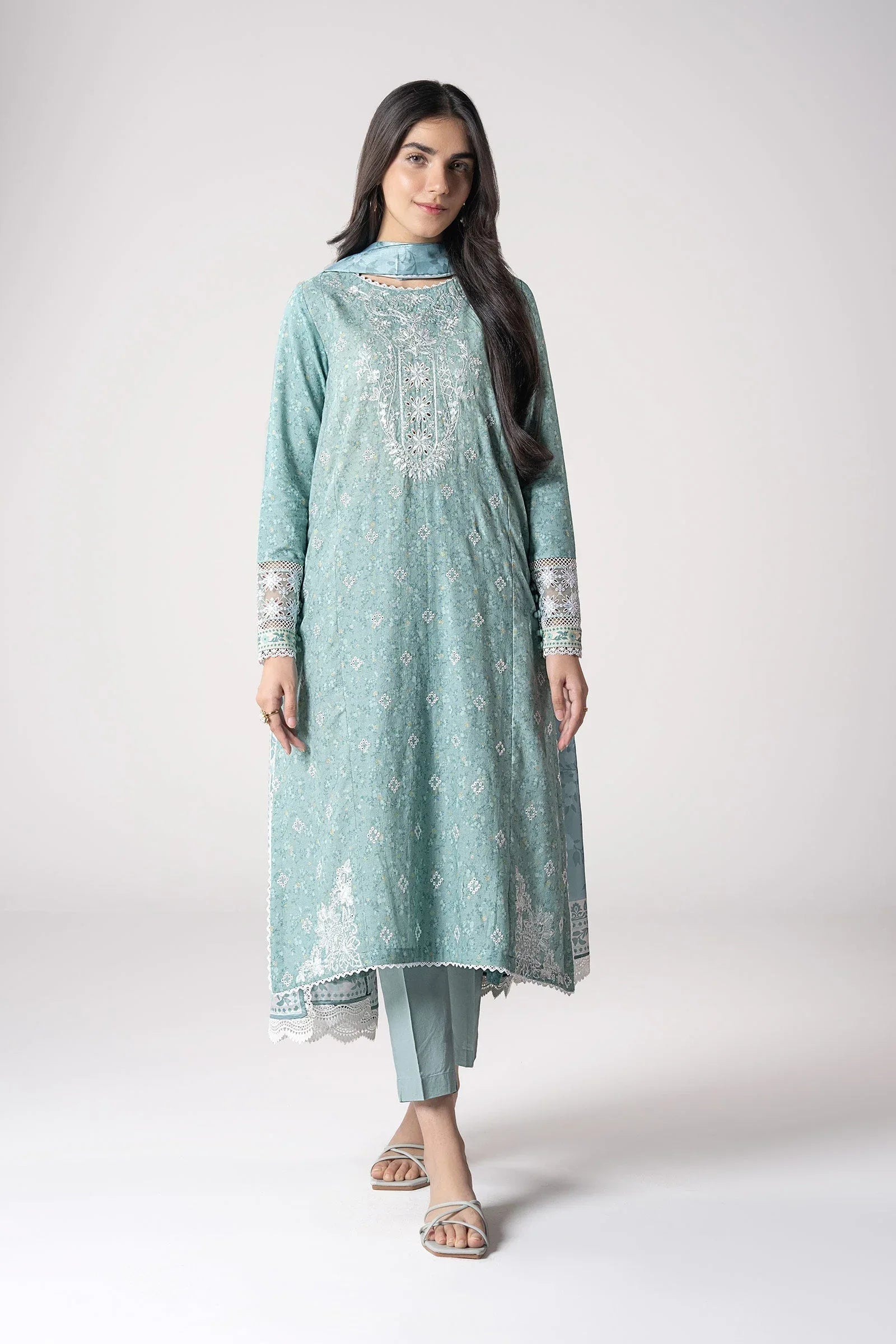 Maria B | Basics RTW | 3 Pc Embroidered Mesh Lurex Dots Suit | MB-CS25-142 - Rang-e-Khaas