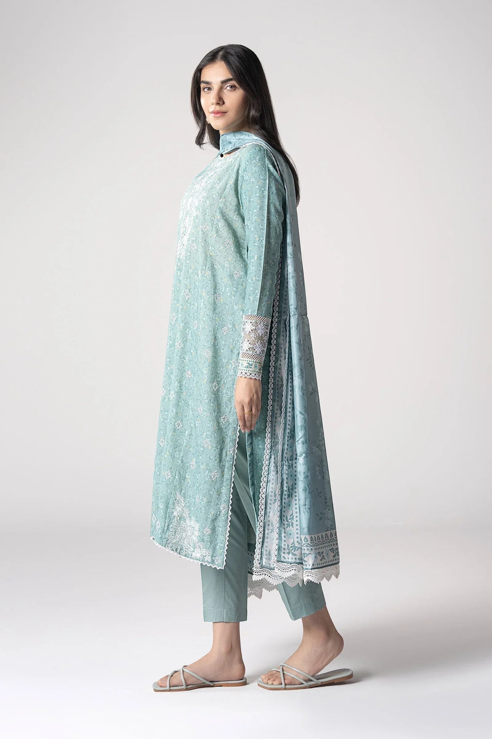 Maria B | Basics RTW | 3 Pc Embroidered Mesh Lurex Dots Suit | MB-CS25-142 - Rang-e-Khaas