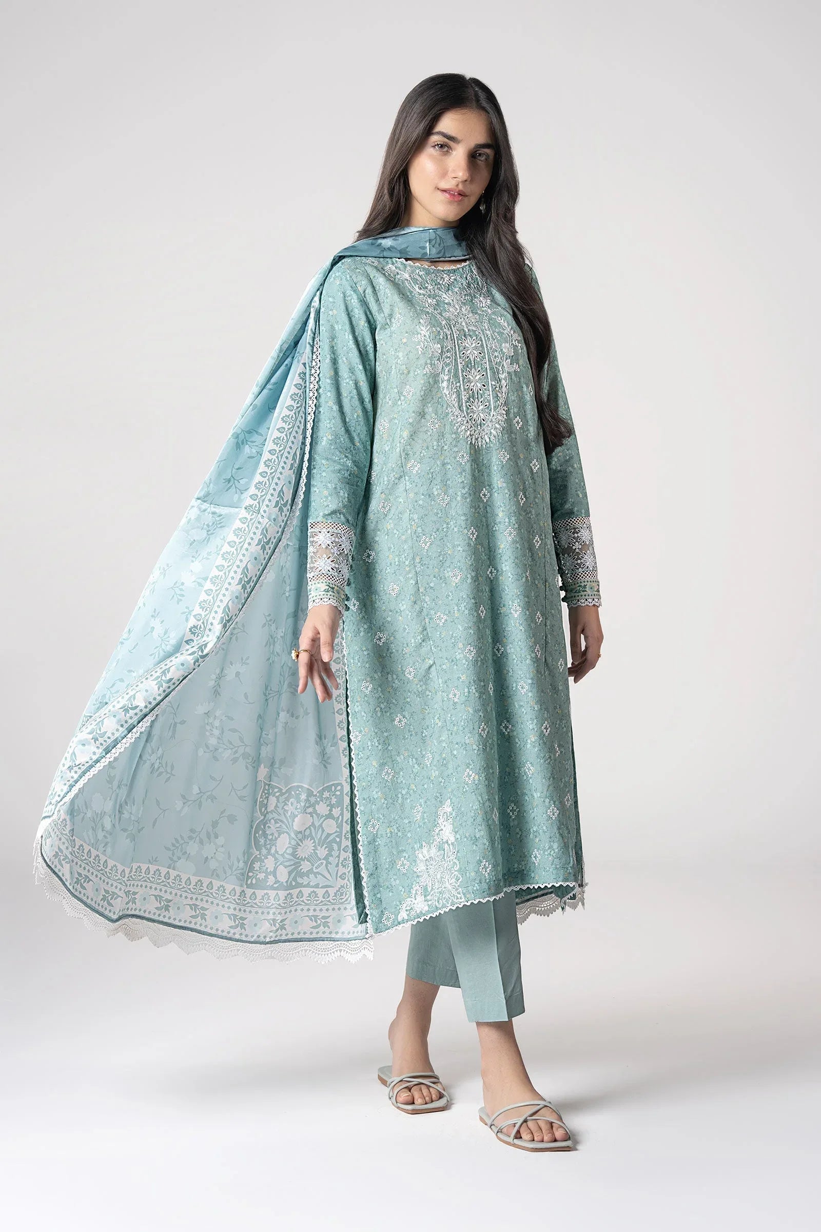 Maria B | Basics RTW | 3 Pc Embroidered Mesh Lurex Dots Suit | MB-CS25-142 - Rang-e-Khaas