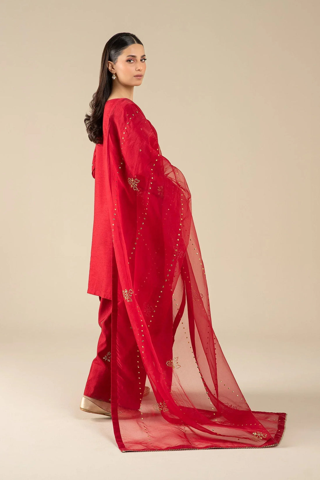 Maria B | Basics RTW | 3 Pc Embroidered Raw Silk Suit | MB-FS25-32 - Rang-e-Khaas