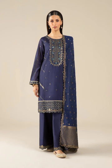 Maria B | Basics RTW | 3 Pc Embroidered Two Tone Silk Suit | MB-FS25-30 - Rang-e-Khaas
