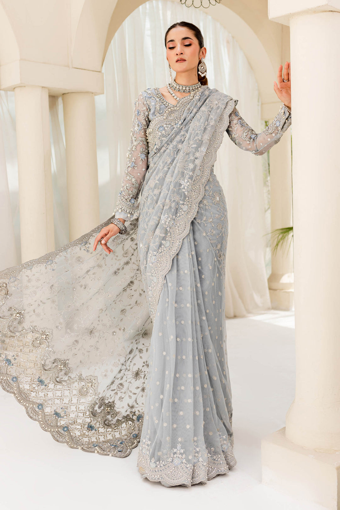 Maria B | Bridal Couture | Ice Blue MC-908 - Rang-e-Khaas